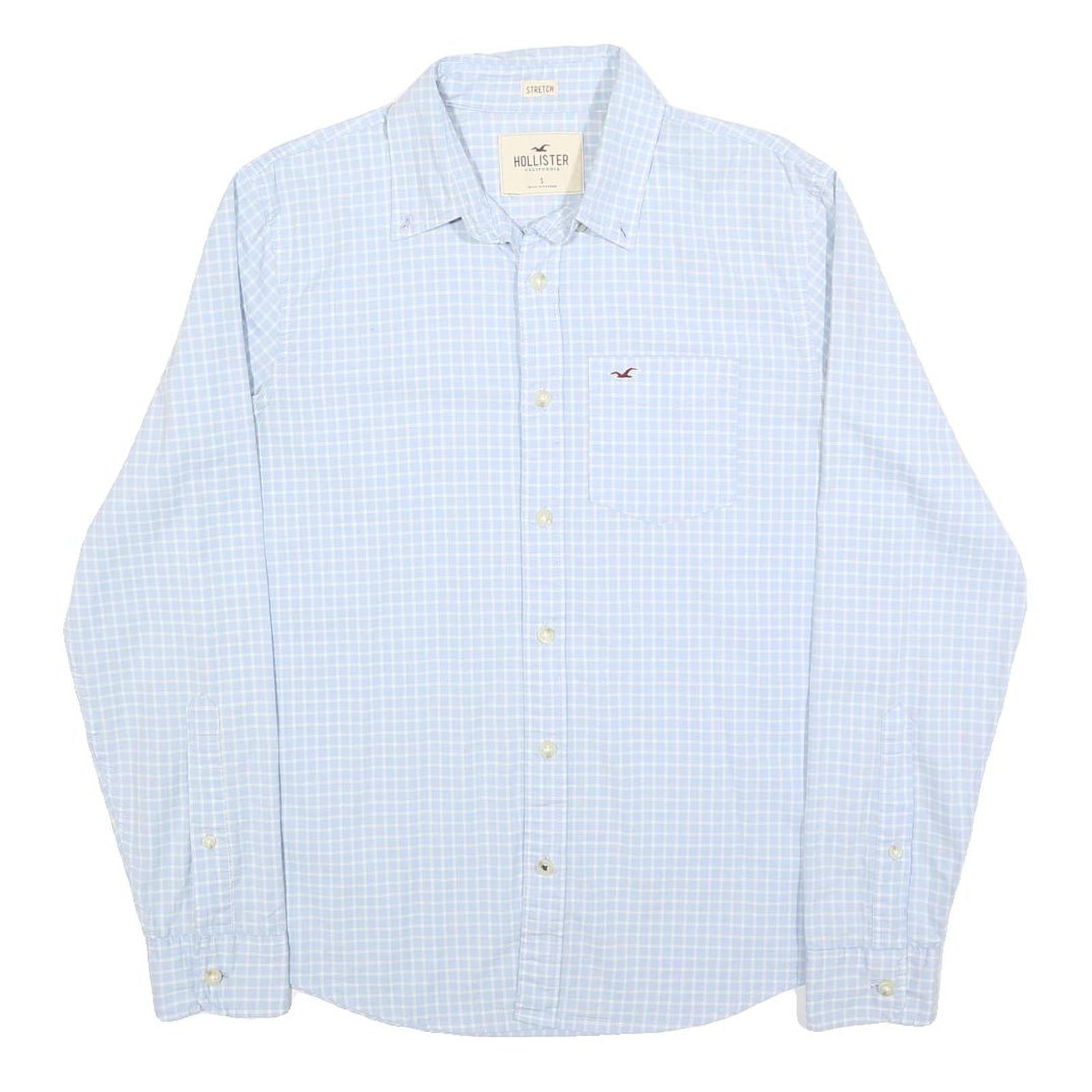 HOLLISTER Mens Blue Check Shirt S Cotton Blend Long Sleeve Button-Down Casual Refurbished - N/A refurbished available on Cerqular