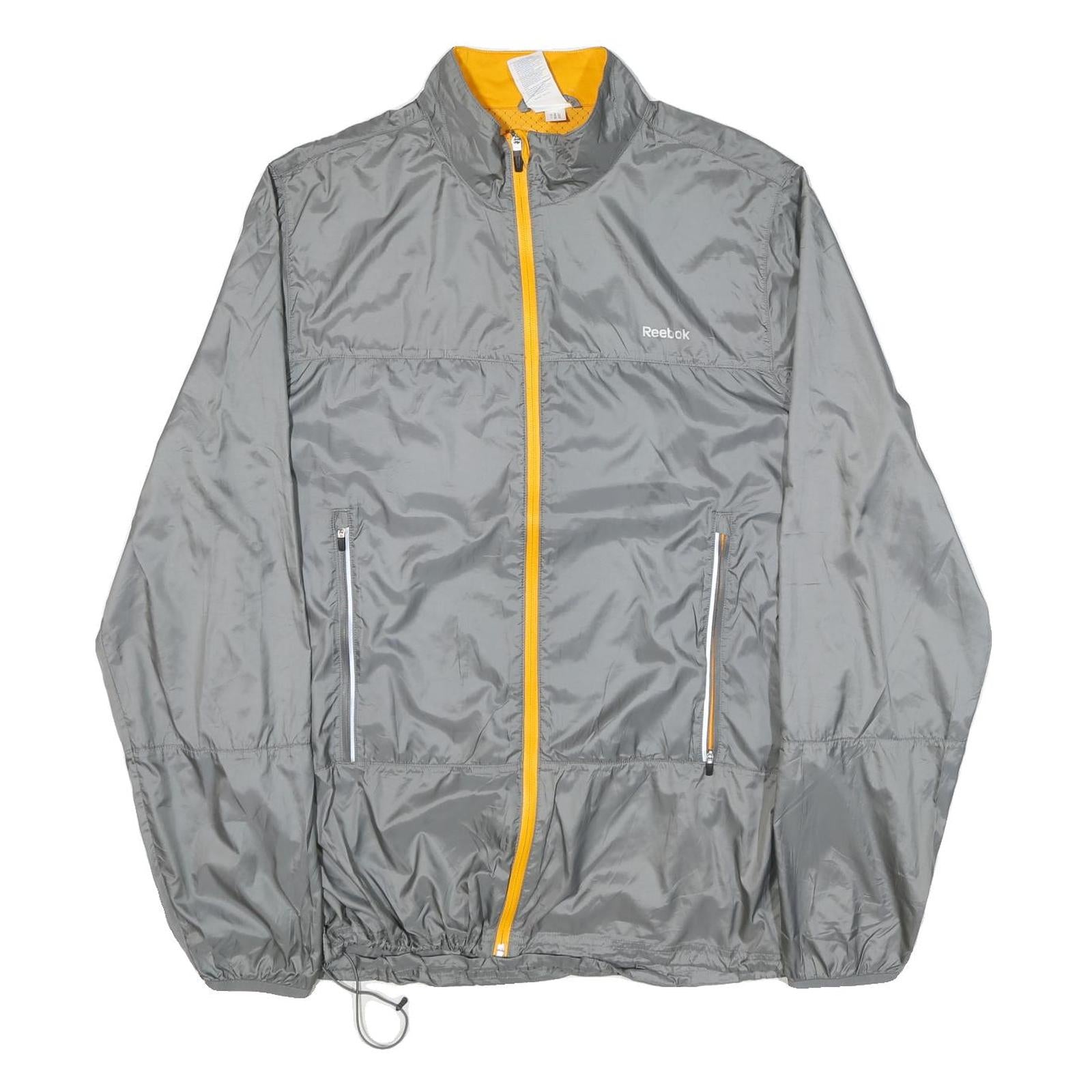 REEBOK Mens Grey & Yellow Track Jacket 2XL Polyester Blend Zip Sportswear Refurbished - N/A refurbished available on Cerqular