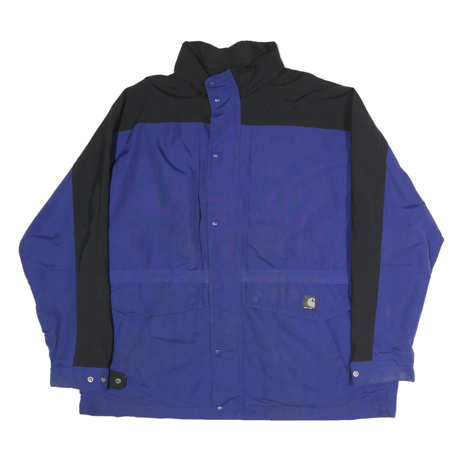 CARHARTT Mens Blue & Black Zip Jacket XL Cotton Workwear Durable Refurbished - N/A refurbished available on Cerqular