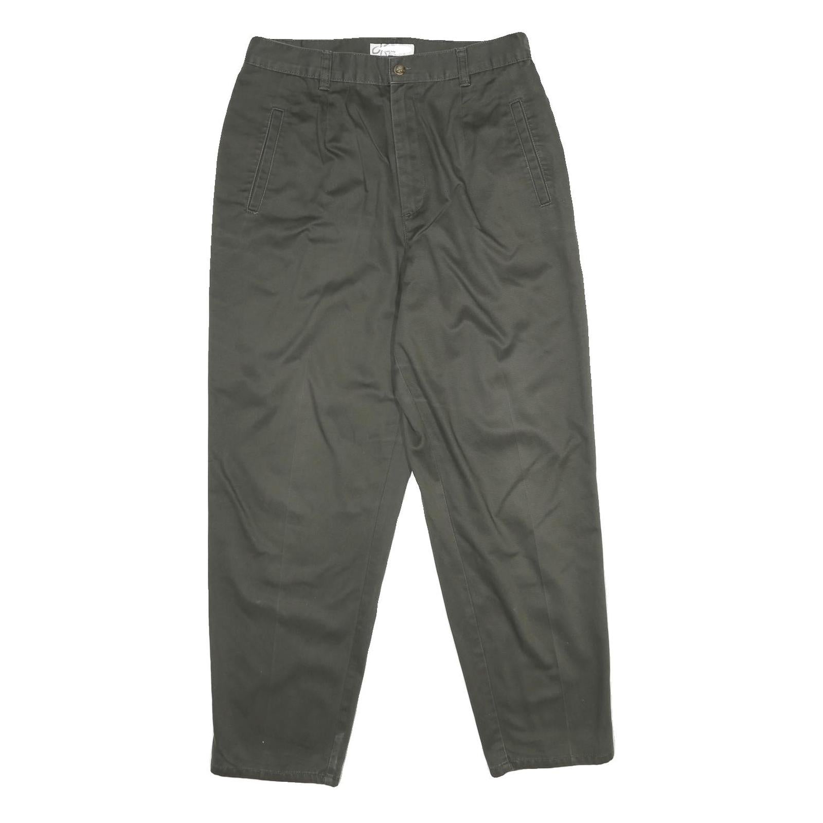 DRESSBARN Womens Cotton Classic Green Trousers W32 L28 Casual Comfortable Zip Refurbished - N/A refurbished available on Cerqular