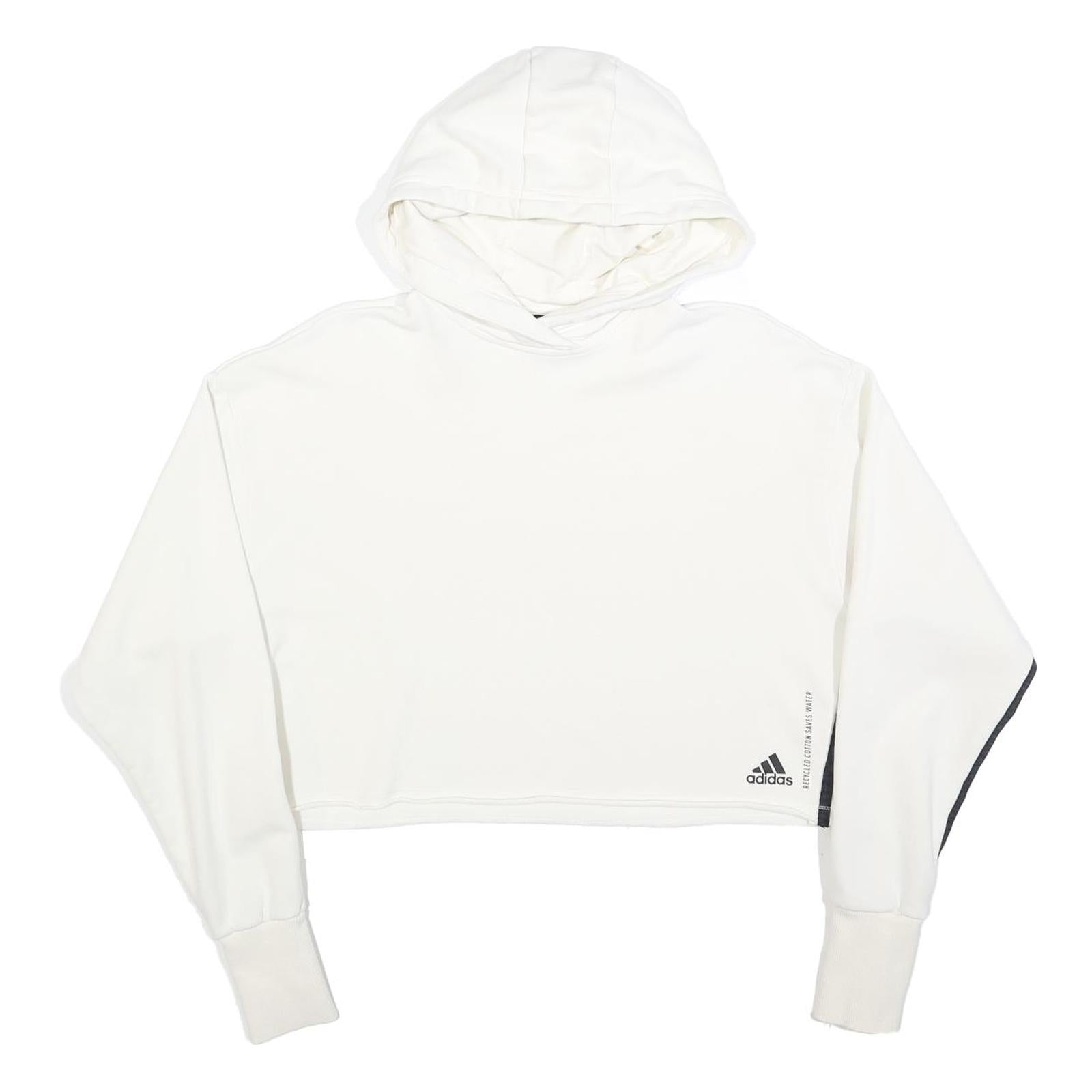 ADIDAS Womens White & Black Cropped Hoodie XS Cotton Blend Casual Streetwear Refurbished - N/A refurbished available on Cerqular