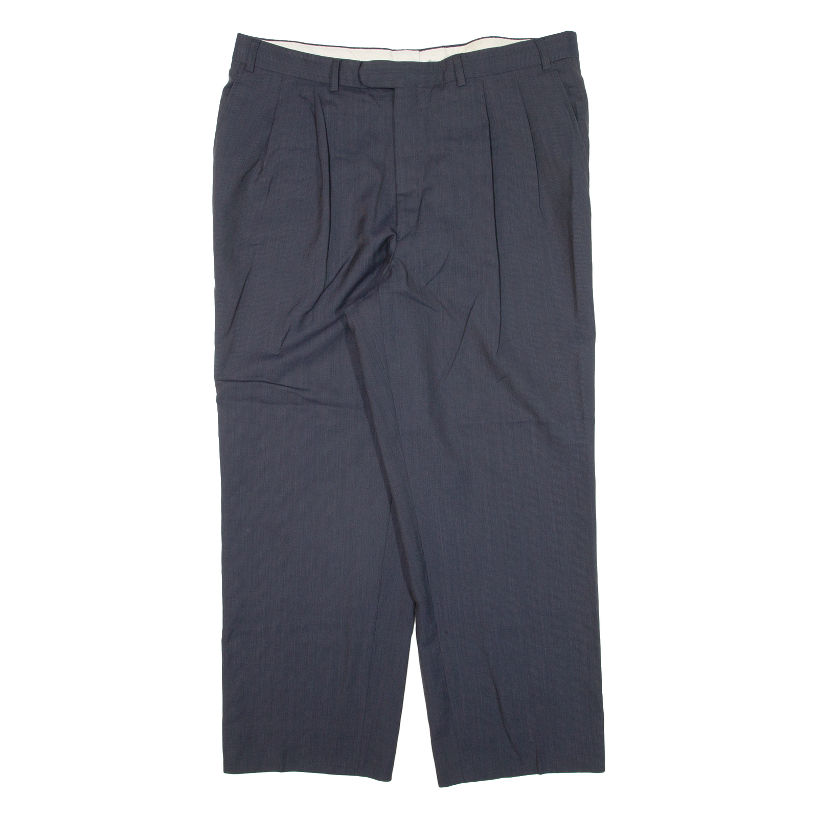 CERRUTI Pleated Mens Trousers Blue Relaxed Straight W35 L26 Refurbished - N/A refurbished available on Cerqular