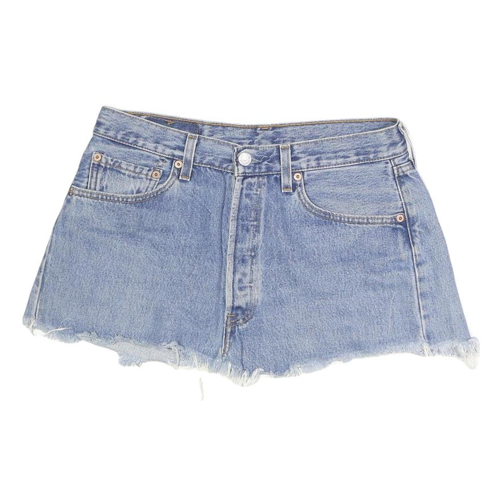 LEVI'S Womens Blue Denim Mini Skirt Cotton Blend Raw Hem Casual Size M Refurbished - N/A refurbished available on Cerqular