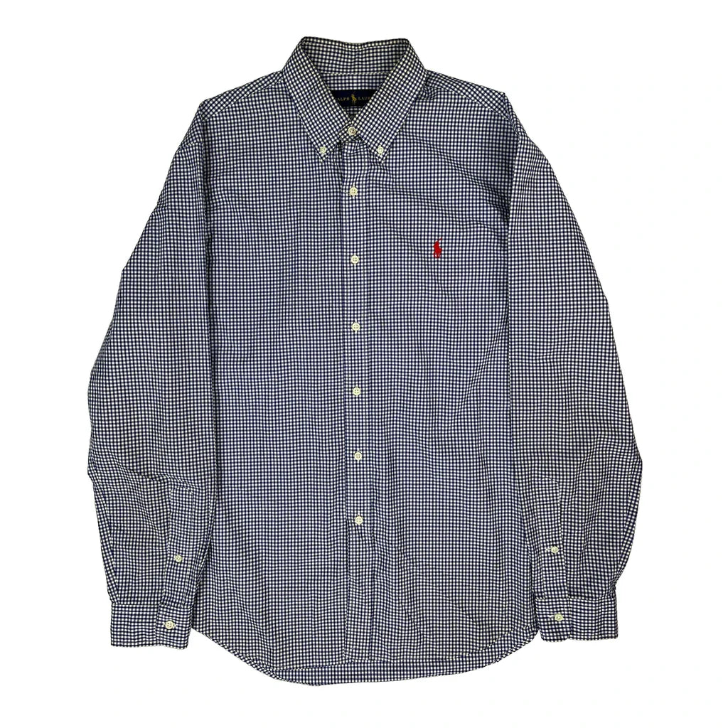 Ralph Lauren Checked Shirt - Large Blue Cotton Refurbished - Thrifted (note: this is a term often used to describe second- refurbished available on Cerqular