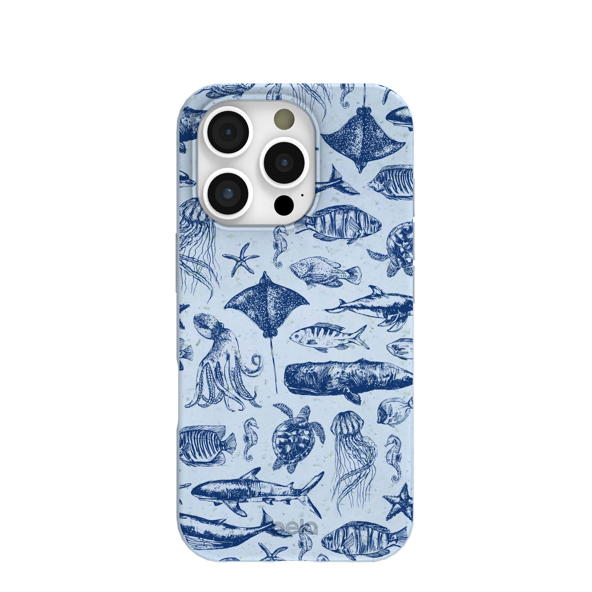 Powder Blue Marine Life iPhone 16 Pro Case Refurbished - Pela Case refurbished available on Cerqular