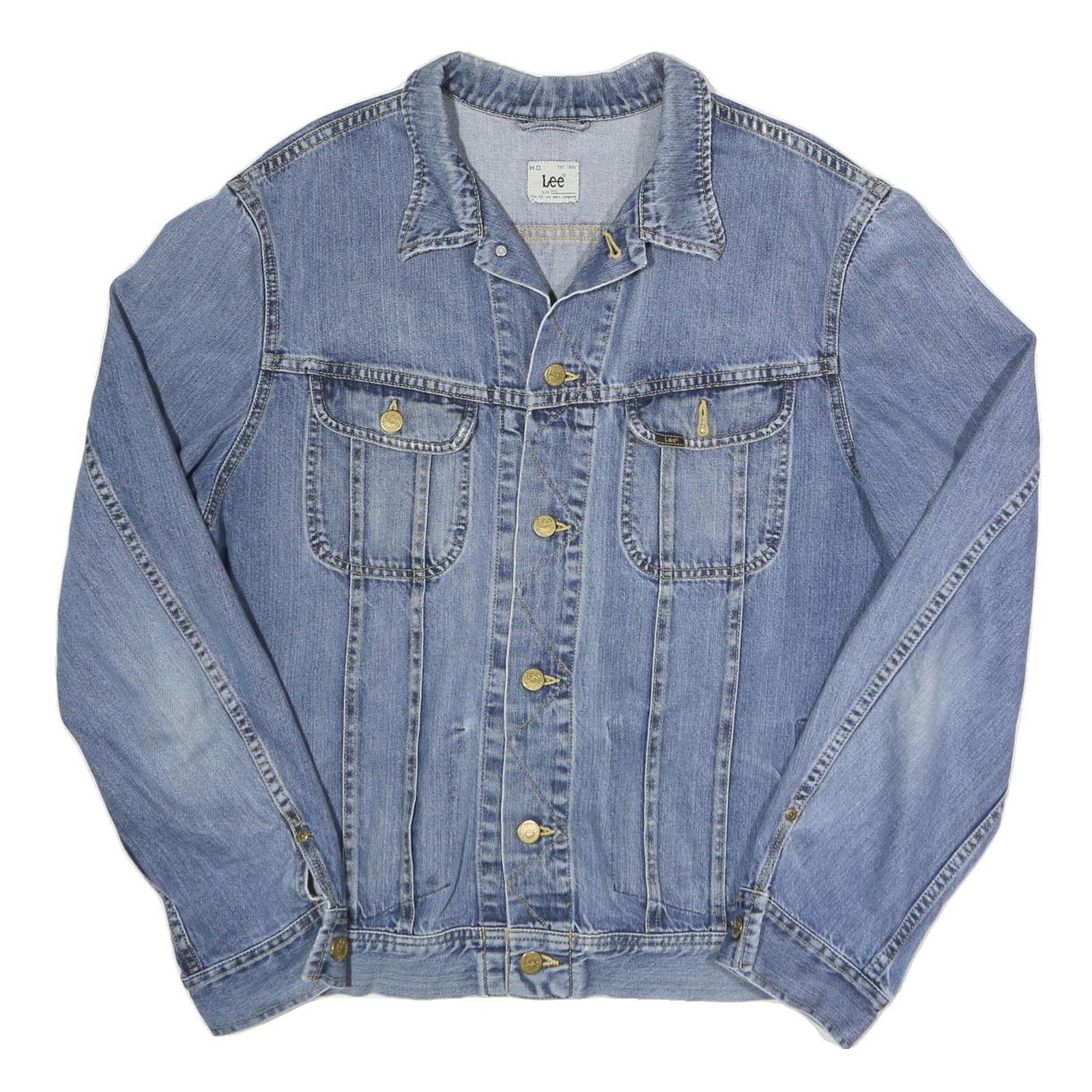 LEE Mens Blue Denim Jacket XL Cotton Button Closure Classic Casual Refurbished - N/A refurbished available on Cerqular