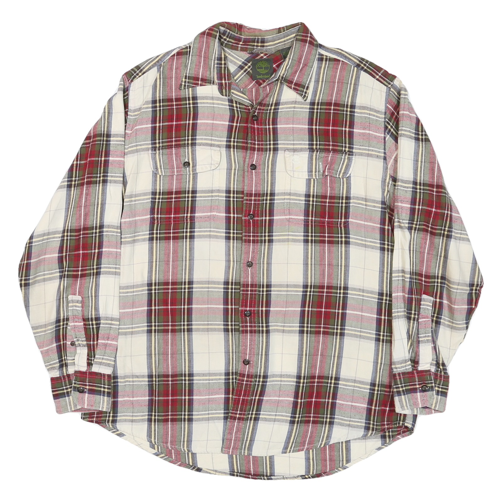 TIMBERLAND Mens White & Red Plaid Long Sleeve Shirt L Cotton Blend Casual Refurbished - N/A refurbished available on Cerqular