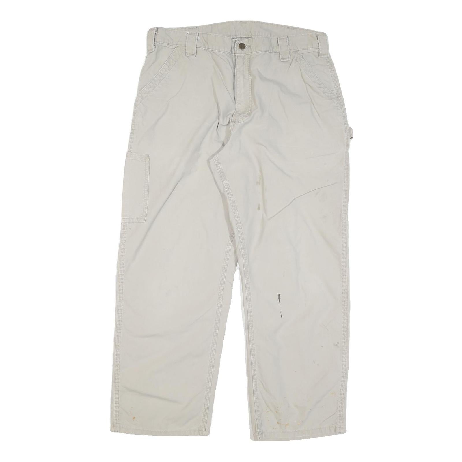 CARHARTT Mens Relaxed Beige Cotton Blend Zip Trousers W36 L28 Casual Workwear Refurbished - N/A refurbished available on Cerqular