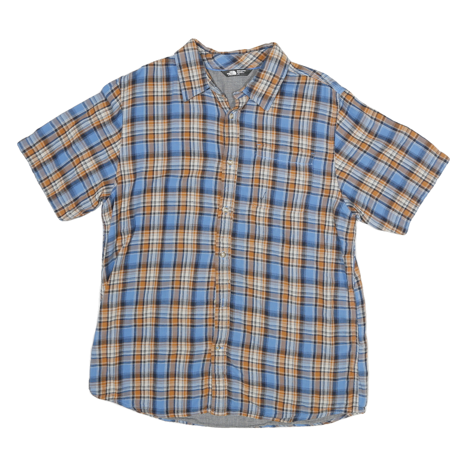 THE NORTH FACE Mens Blue & Brown Plaid Short Sleeve Shirt L Cotton Blend Casual Refurbished - N/A refurbished available on Cerqular