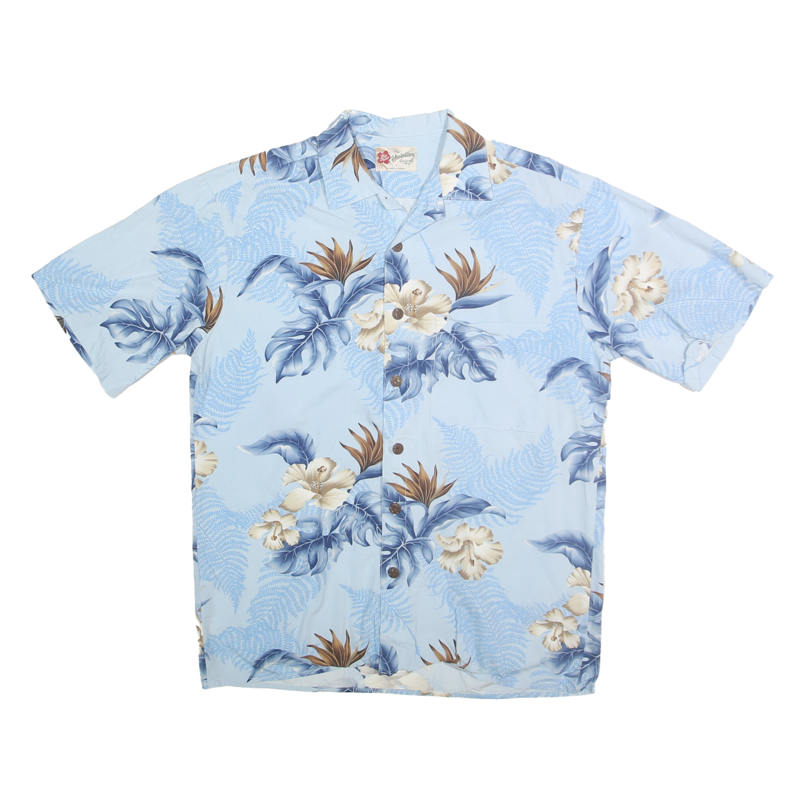 HILO HATTIER Mens Blue & Beige Floral Cotton Shirt M Summer Pattern Casual Refurbished - N/A refurbished available on Cerqular