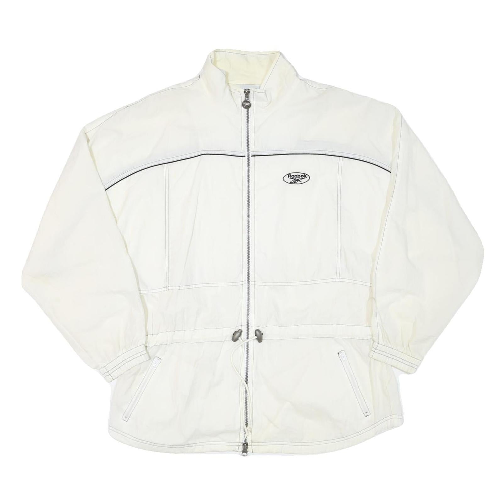 REEBOK Womens White Zip Up Jacket L Polyester Blend Plain Casual Activewear Refurbished - N/A refurbished available on Cerqular
