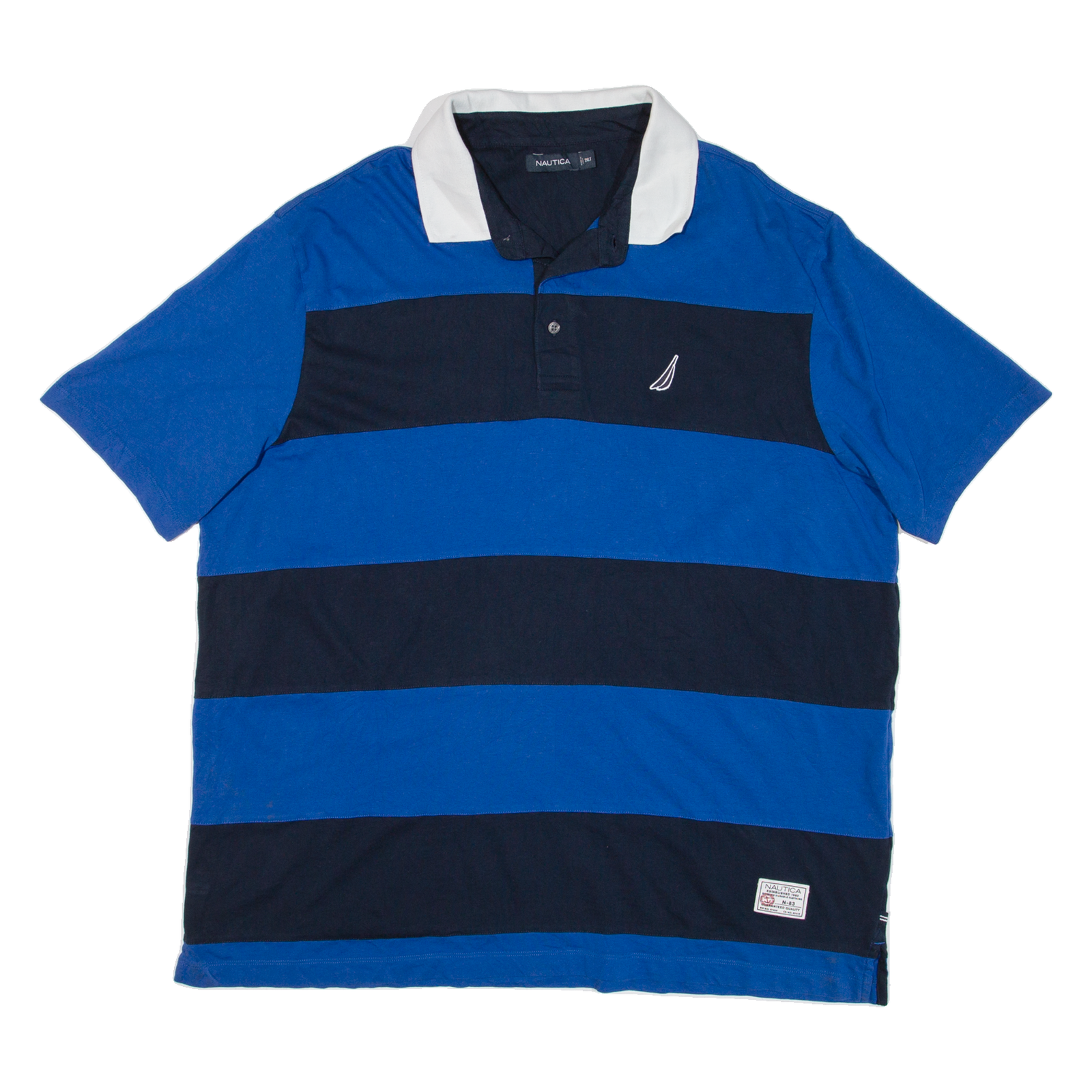 NAUTICA Tall Mens Polo Shirt Blue Striped 2XL Refurbished - N/A refurbished available on Cerqular