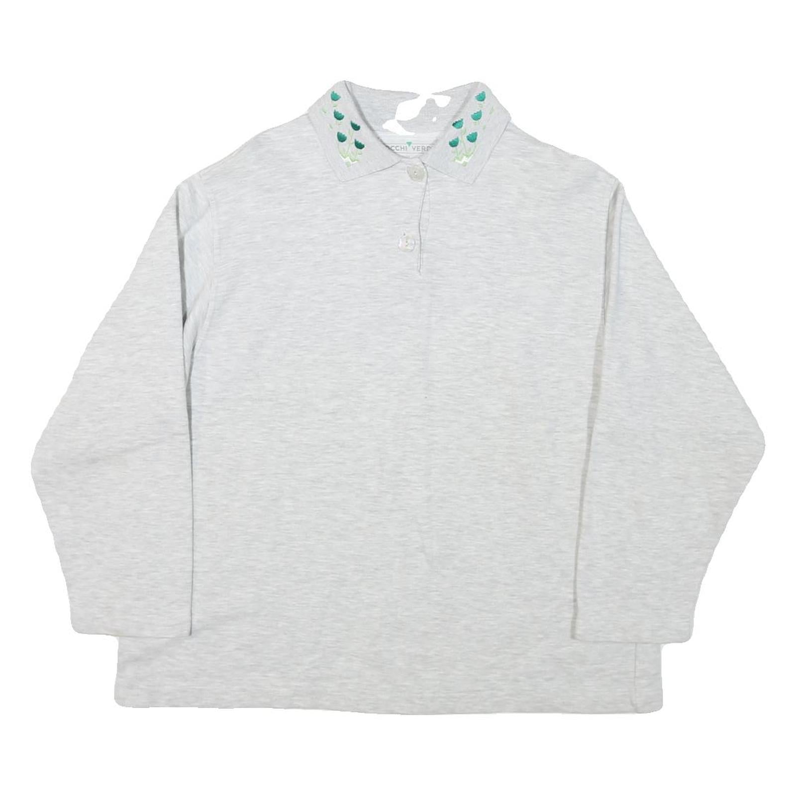OOCHI VERDI Womens Light Grey Sweatshirt Embroidered Collar M Long Sleeve Casual Refurbished - N/A refurbished available on Cerqular