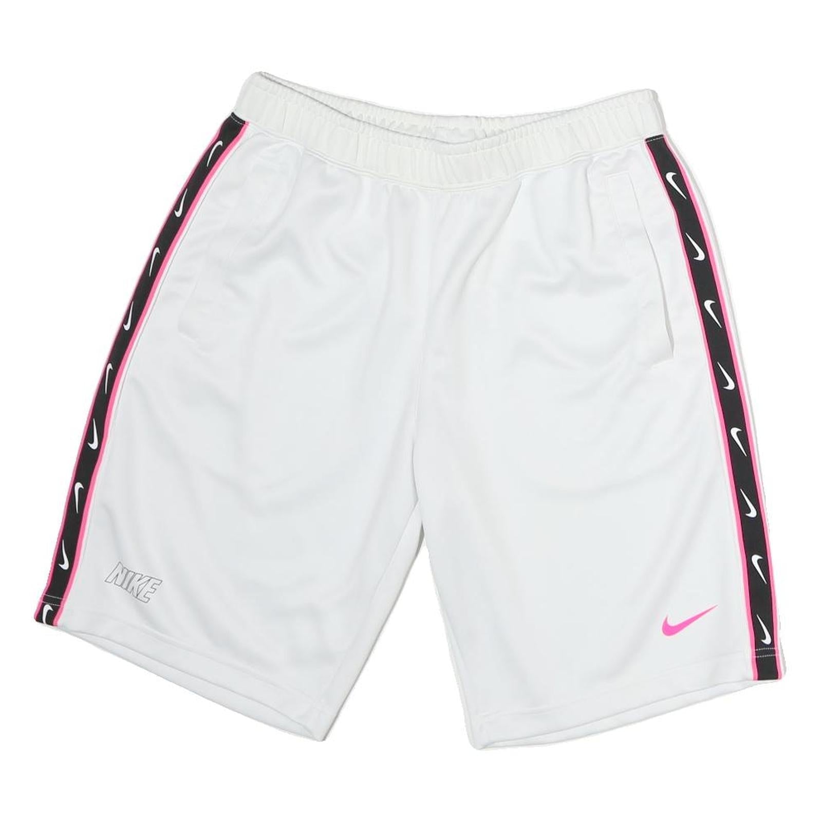NIKE Mens White & Pink Sports Casual Shorts M W32 Polyester Lightweight Refurbished - N/A refurbished available on Cerqular