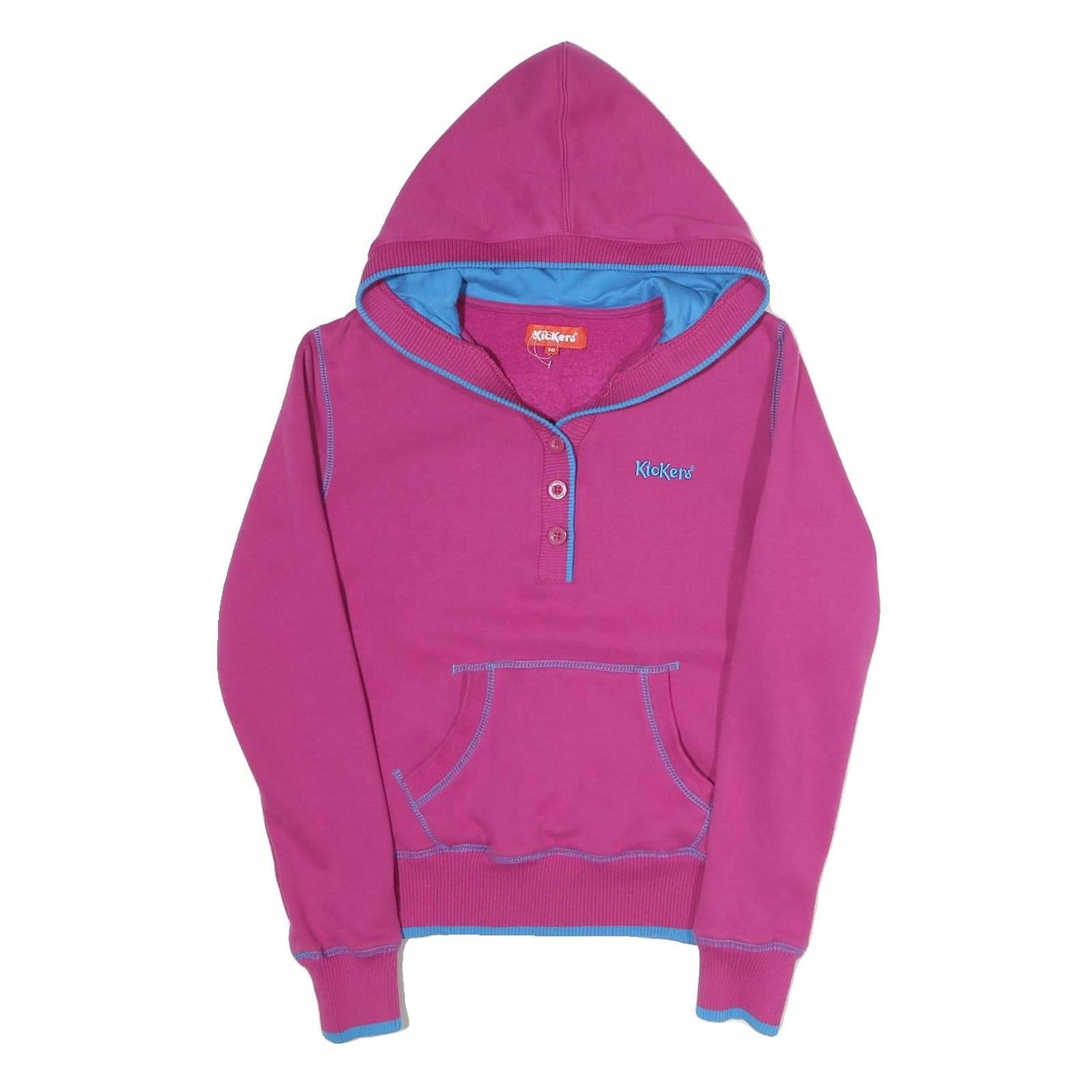 KICKERS Womens Pink & Blue Hoodie UK 10 Cotton Blend Pullover Casual Sweatshirt Refurbished - N/A refurbished available on Cerqular