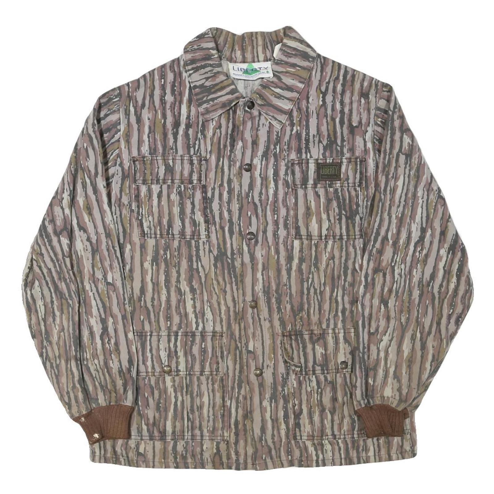 Mens Brown Cotton Blend Liberty Button Jacket L Striped Casual Outerwear Refurbished - N/A refurbished available on Cerqular