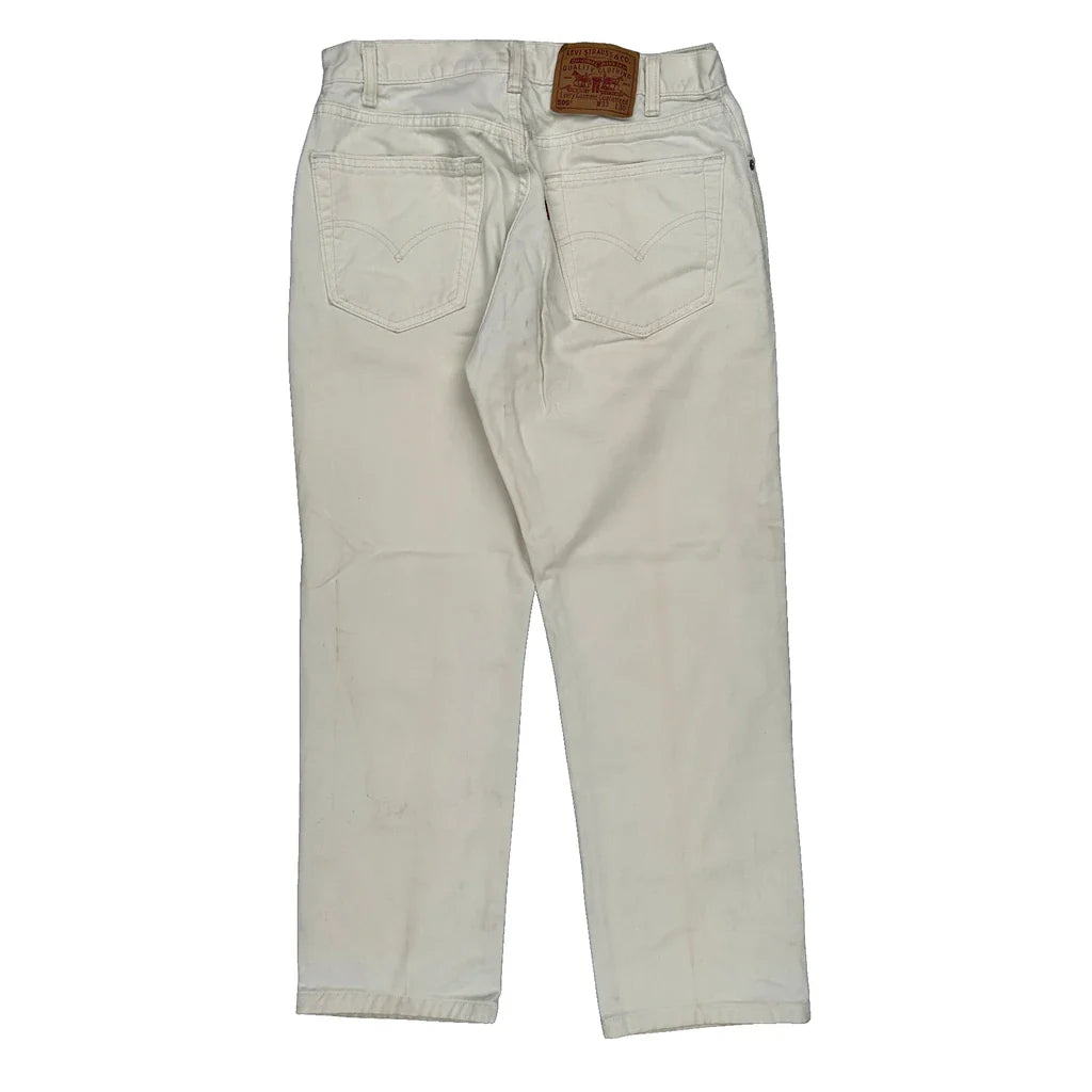 Made In USA Levis 505 Jeans - 30W 30L White Cotton Refurbished - Thrifted (note: this is a term often used to describe second- refurbished available on Cerqular
