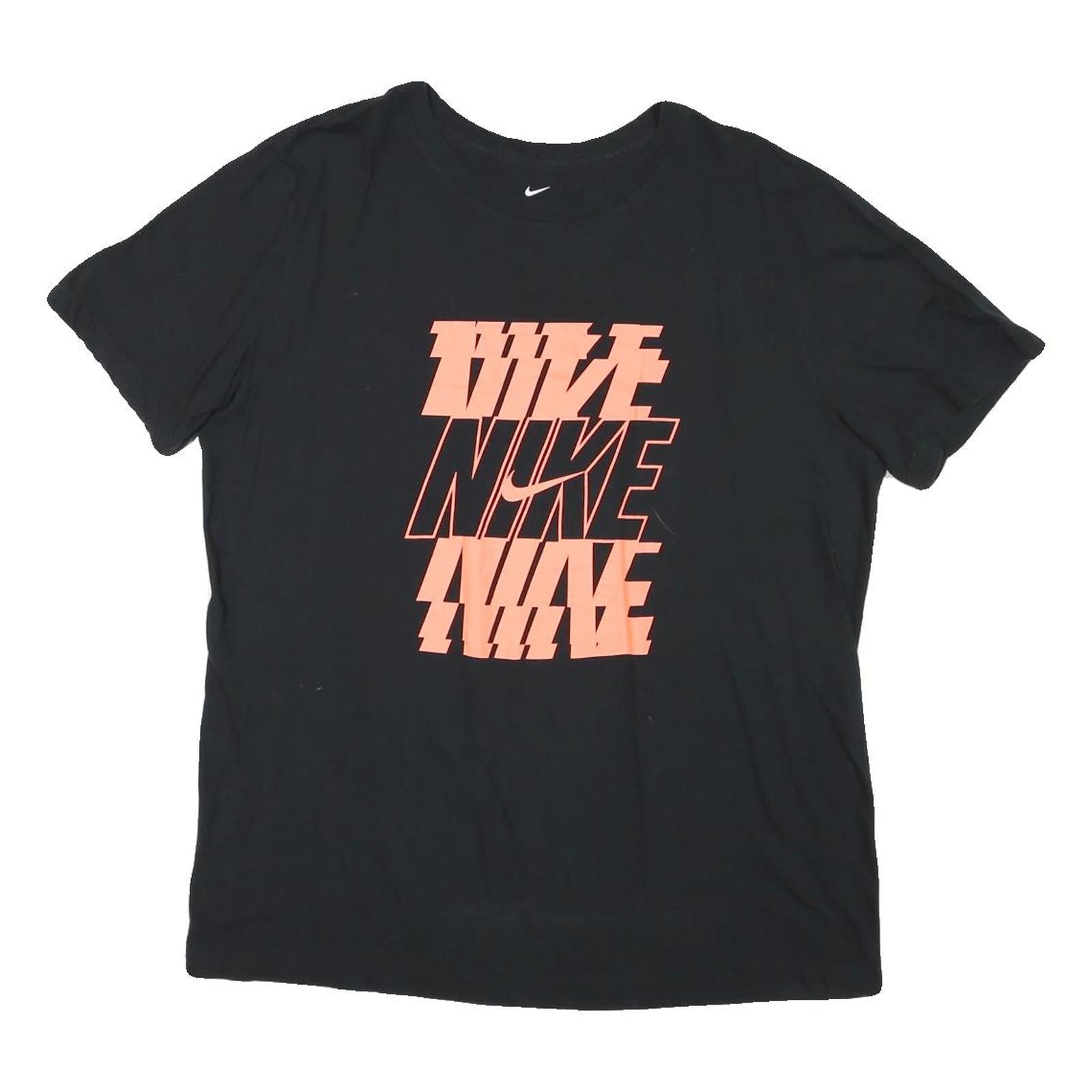NIKE Mens Black Graphic T-Shirt L Short Sleeve Crew Neck Sportswear Refurbished - N/A refurbished available on Cerqular