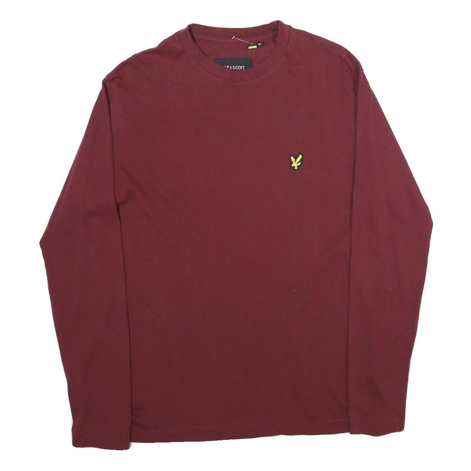 LYLE & SCOTT Mens Maroon Long Sleeve Crew Neck Cotton Blend T-Shirt M Refurbished - N/A refurbished available on Cerqular