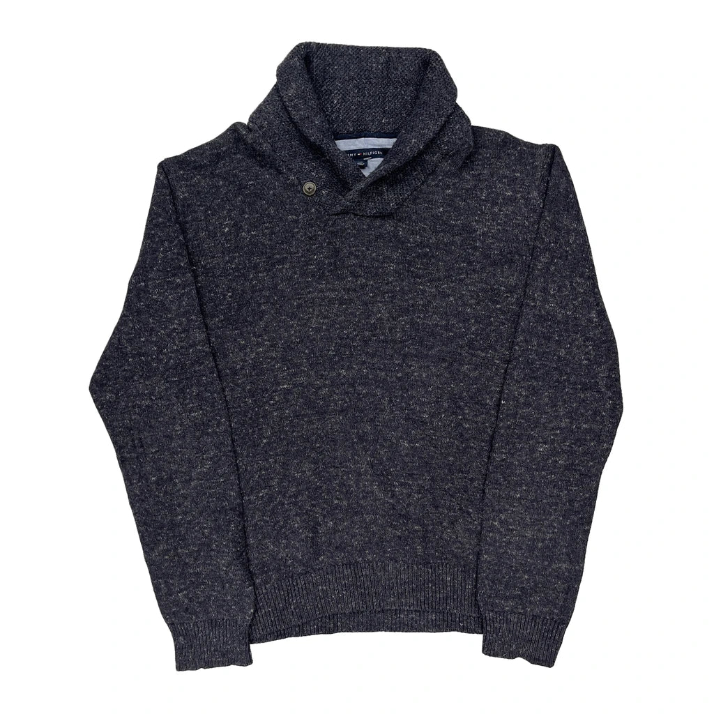 Tommy Hilfiger Jumper - Large Grey Wool Blend Refurbished - Thrifted (note: this is a term often used to describe second- refurbished available on Cerqular