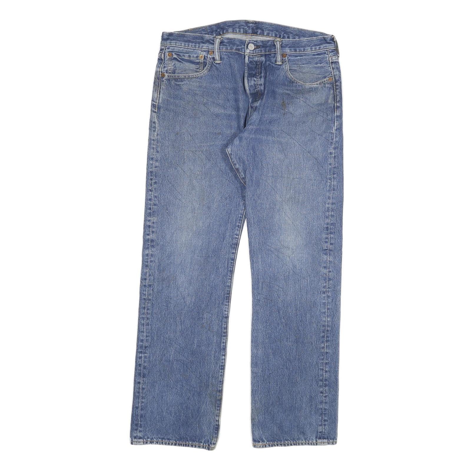 LEVI'S 501 Mens Jeans Blue Regular Straight Denim Medium W34 L32 Classic Fit Refurbished - N/A refurbished available on Cerqular