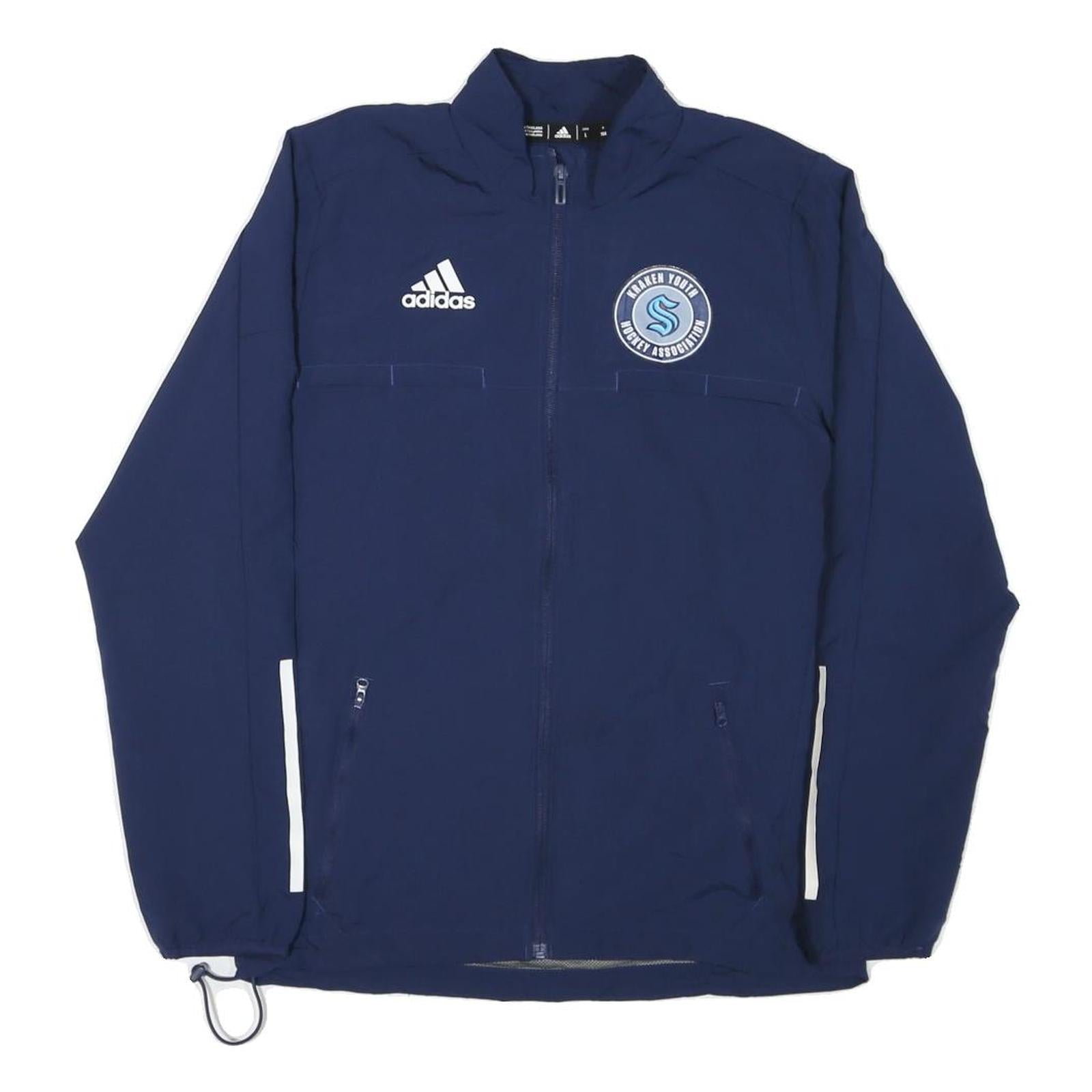 ADIDAS Mens Navy Blue Kraken Youth Hockey Association Track Jacket L Polyester Refurbished - N/A refurbished available on Cerqular