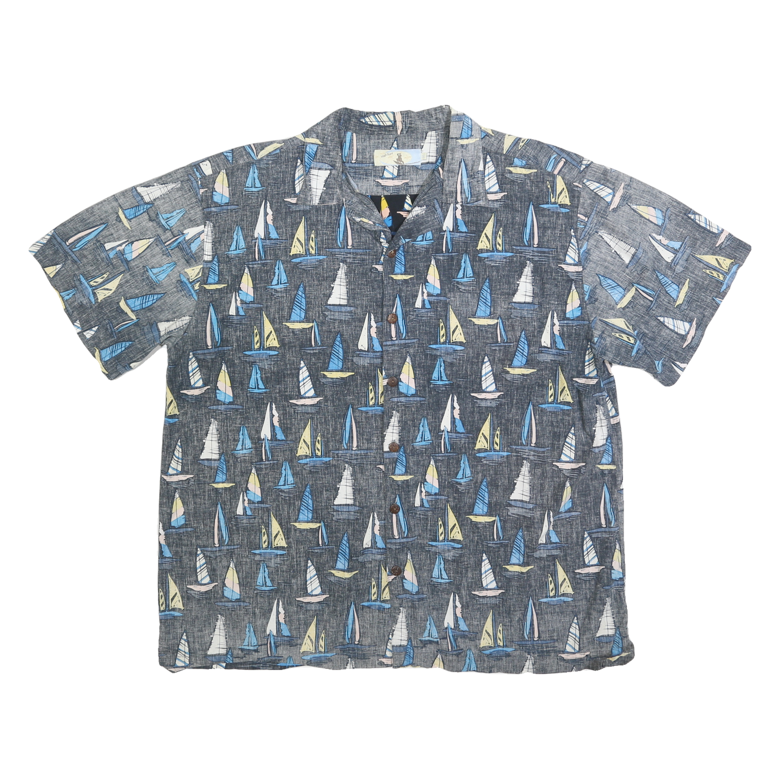 HIGH SURF Mens Blue Casual Shirt 2XL Cotton Blend Sailing Boats Print Summer Refurbished - N/A refurbished available on Cerqular