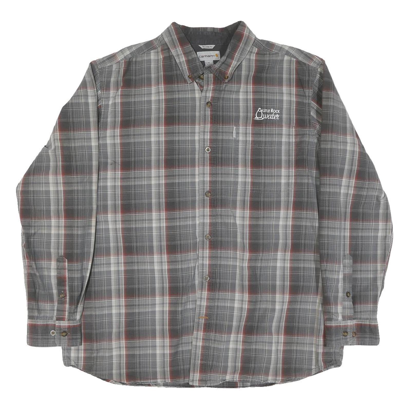CARHARTT Mens Grey & Red Check Shirt XL Relaxed Fit Button Down Casual Workwear Refurbished - N/A refurbished available on Cerqular