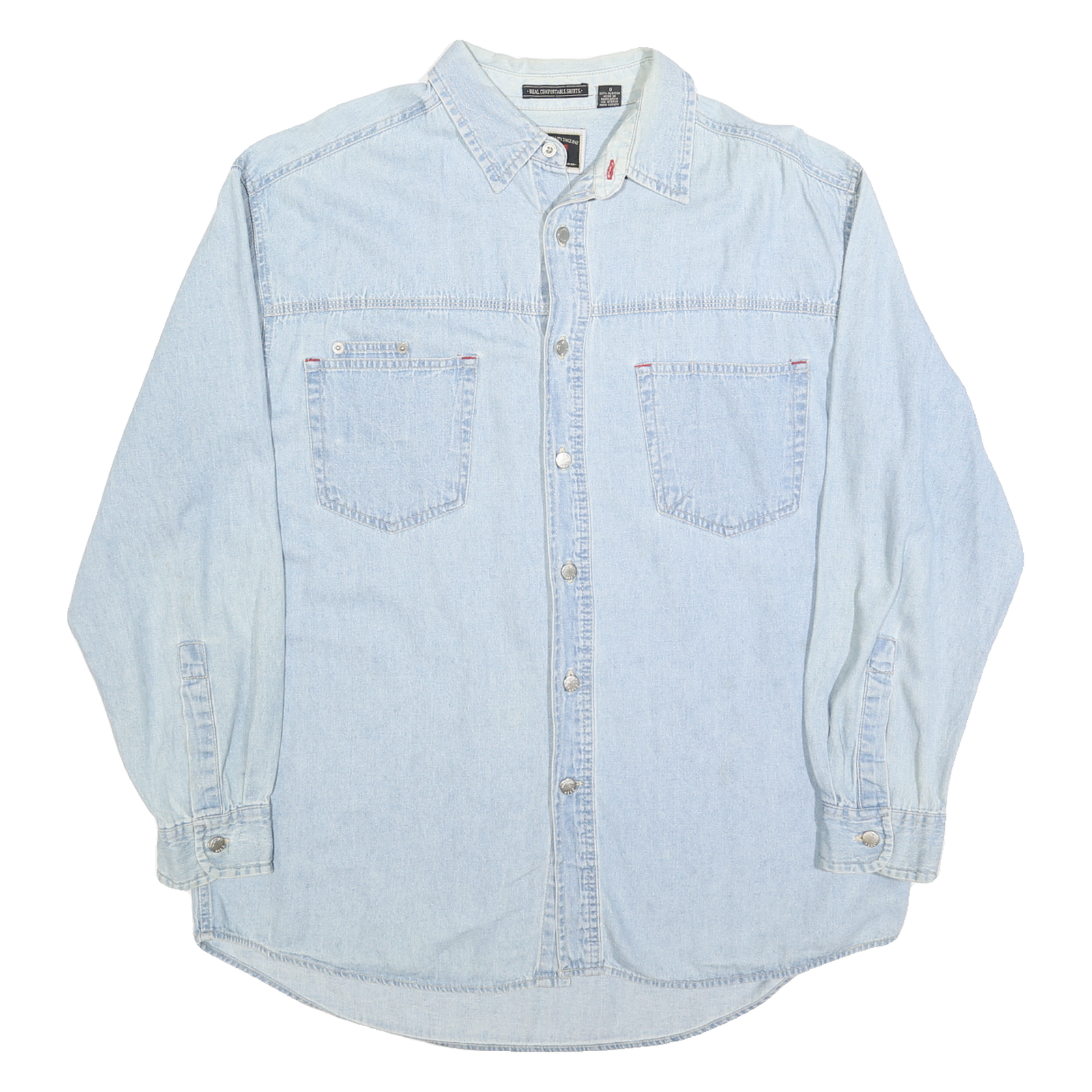 WRANGLER Mens Light Blue Denim Shirt L Button Cotton Casual Western Style Refurbished - N/A refurbished available on Cerqular