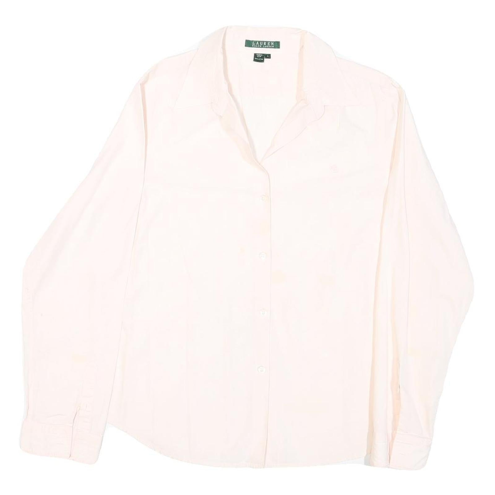 LAUREN RALPH LAUREN Womens Cream Plain Shirt L Button Down Collar Lightweight Refurbished - N/A refurbished available on Cerqular
