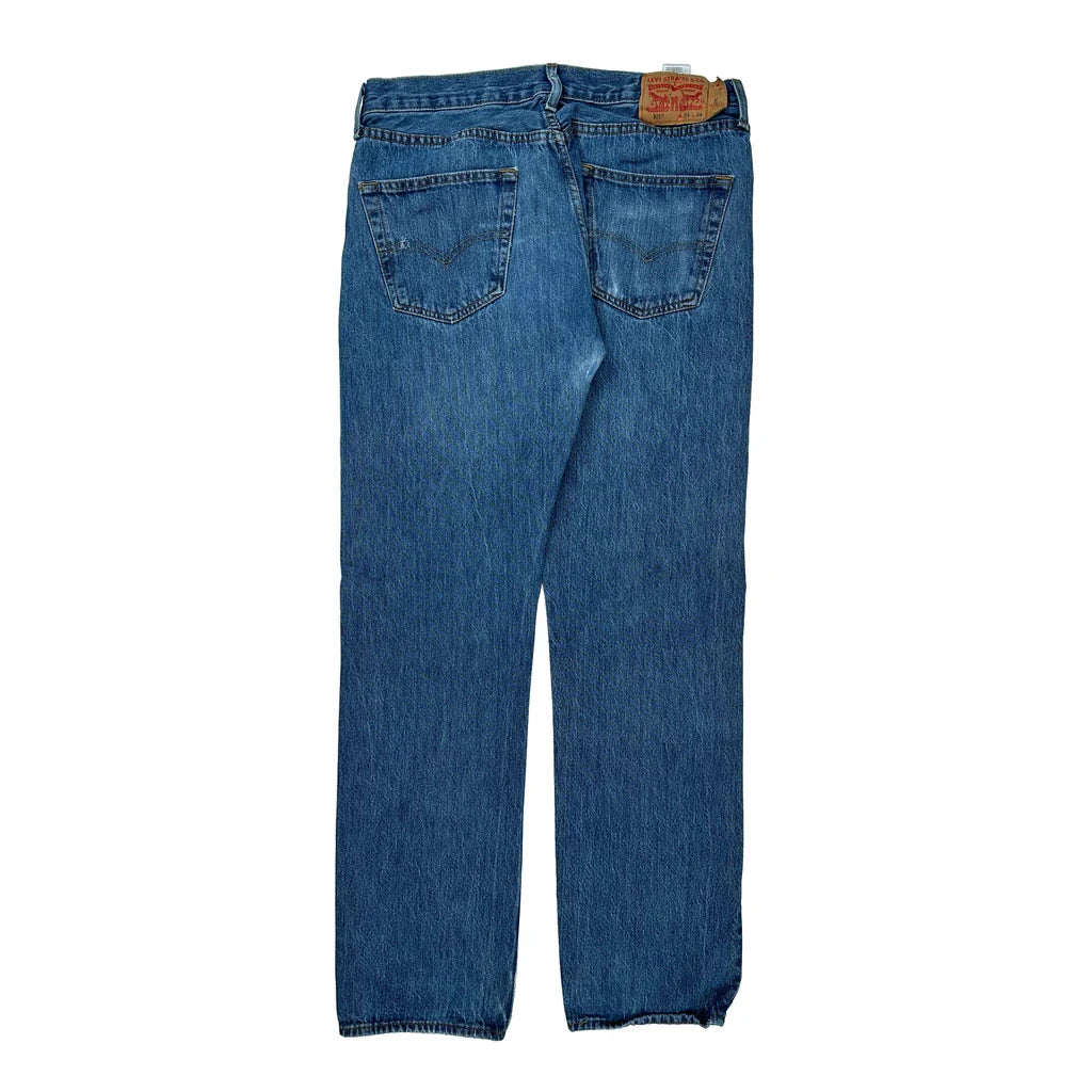 501 Levis Jeans - 34W 30L Blue Denim Refurbished - Thrifted (note: this is a term often used to describe second- refurbished available on Cerqular