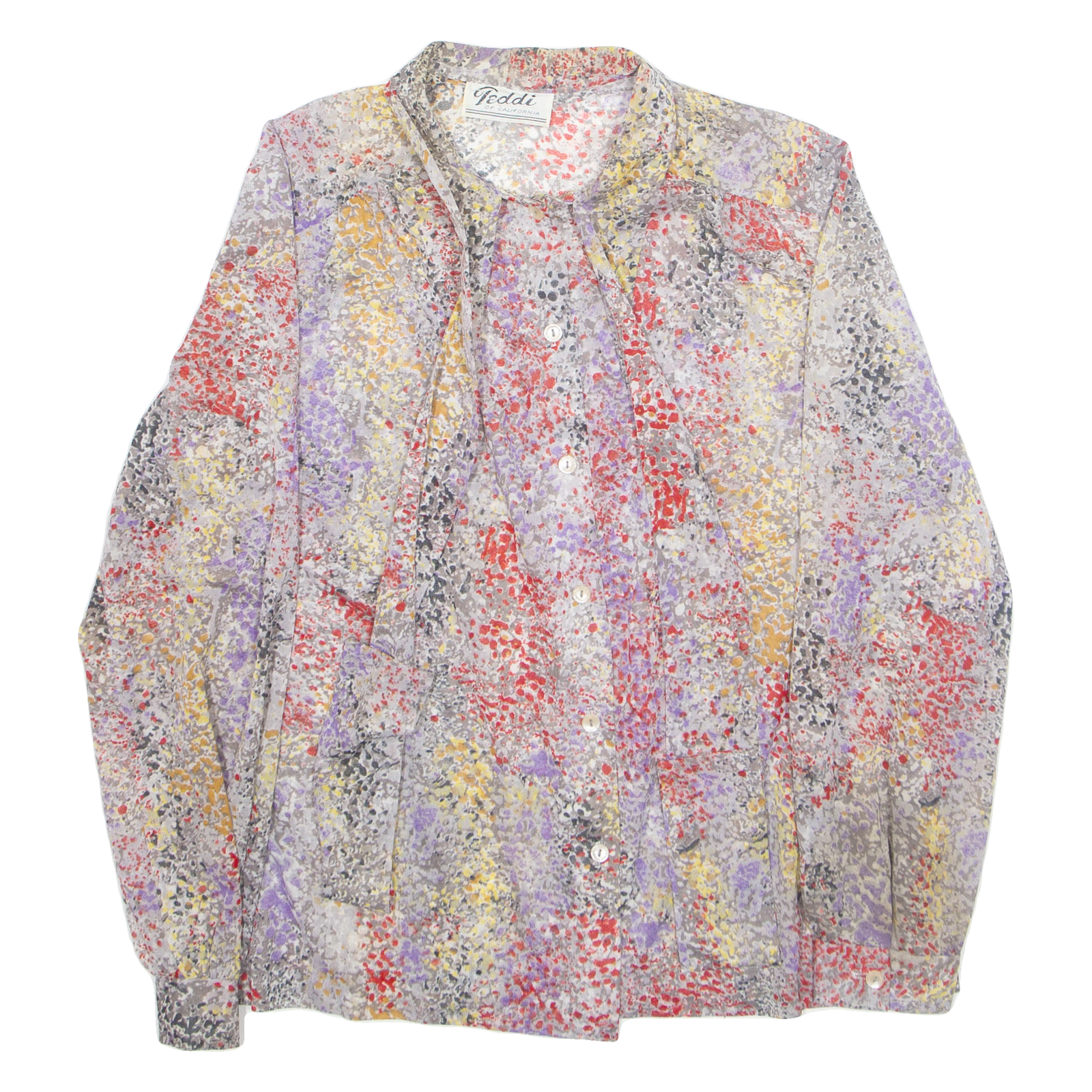 TEDDI Womens Printed Blouse Grey Collared Long Sleeve Crazy Pattern M Refurbished - N/A refurbished available on Cerqular