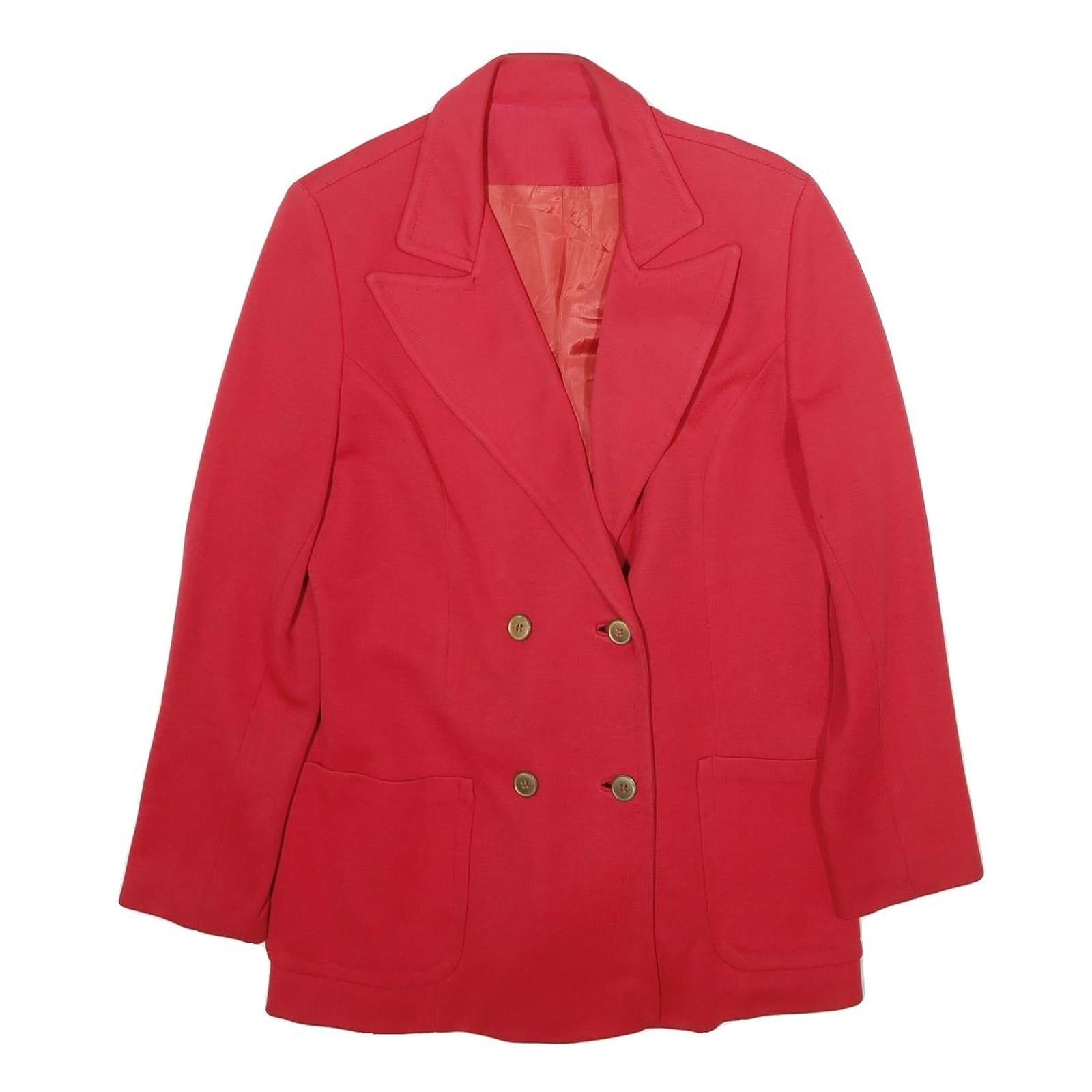 Womens Red Button Plain Jacket L Woven Classic Tailored Blazer Style Refurbished - N/A refurbished available on Cerqular