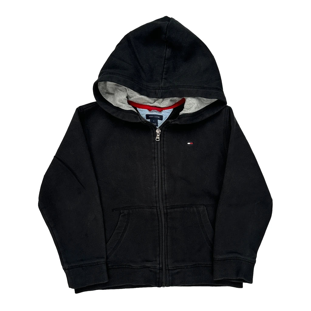 Age 6 Tommy Hilfiger Hoodie - Small Black Cotton Refurbished - Thrifted (note: this is a term often used to describe second- refurbished available on Cerqular