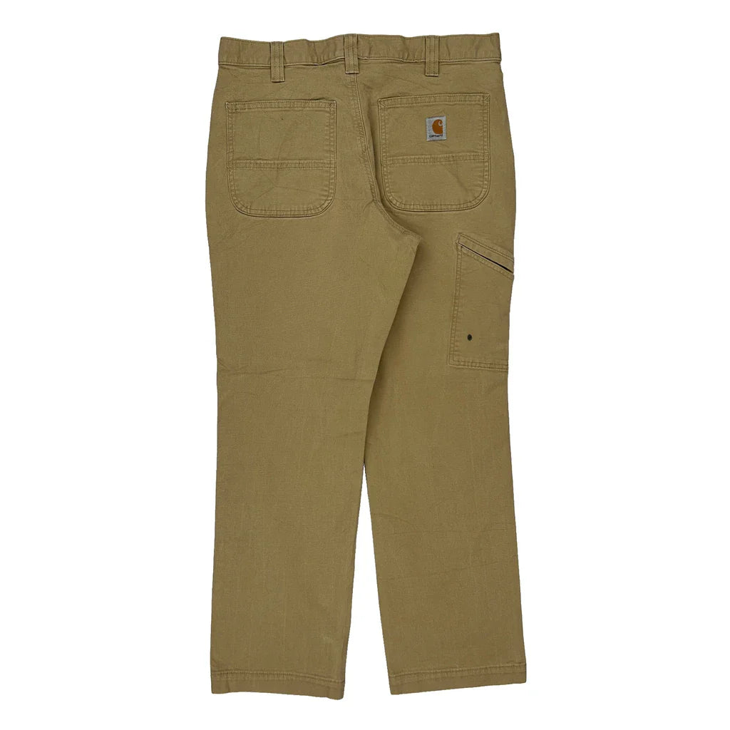 Carhartt Carpenter Trousers - 32W 28L Khaki Cotton Refurbished - Thrifted (note: this is a term often used to describe second- refurbished available on Cerqular