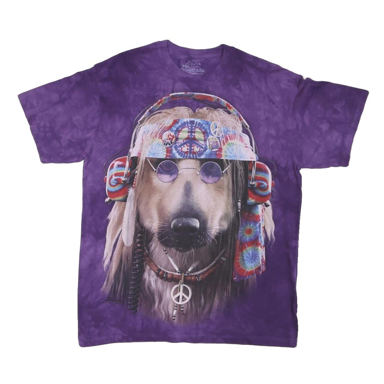 THE MOUNTAIN Mens Purple Graphic T-Shirt M Short Sleeve Crew Neck Tie Dye Peace Refurbished - N/A refurbished available on Cerqular