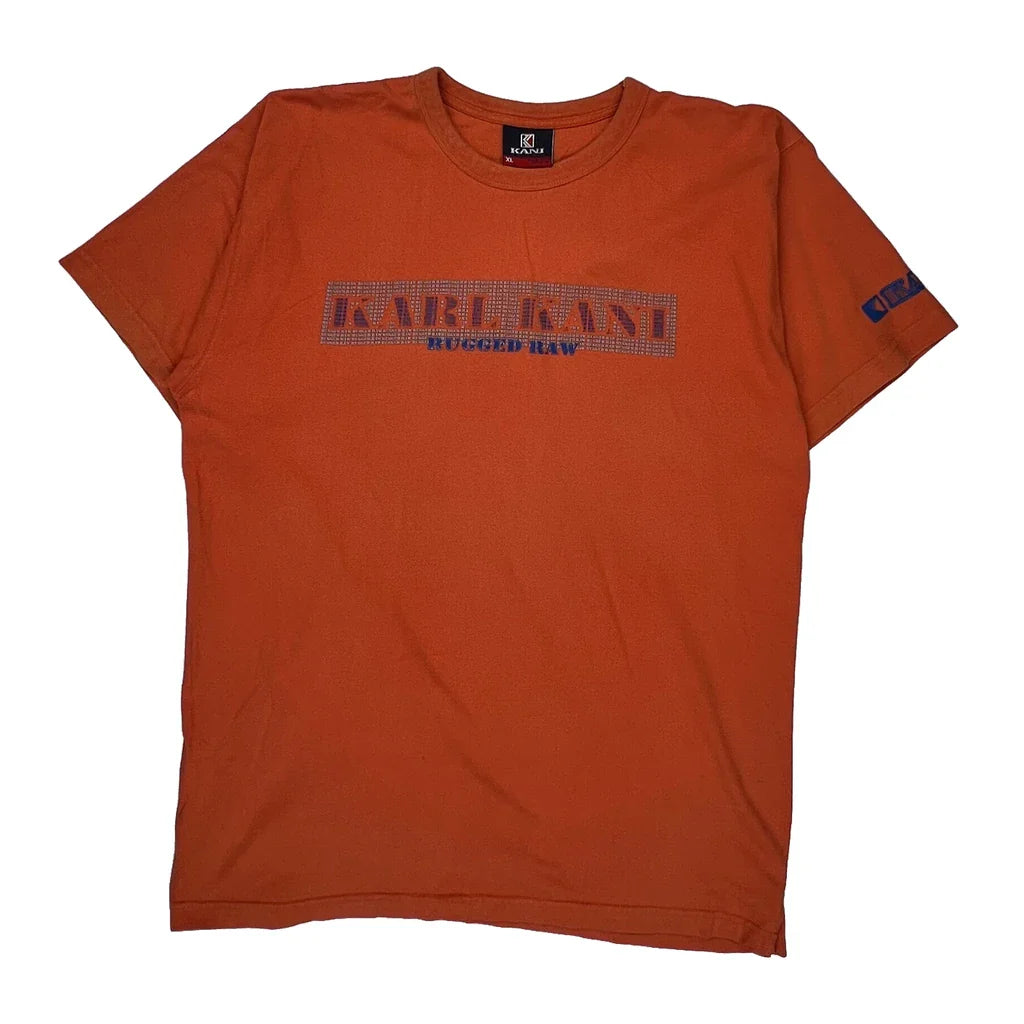 Karl Kani T-Shirt - XL Orange Cotton Refurbished - Thrifted (note: this is a term often used to describe second- refurbished available on Cerqular