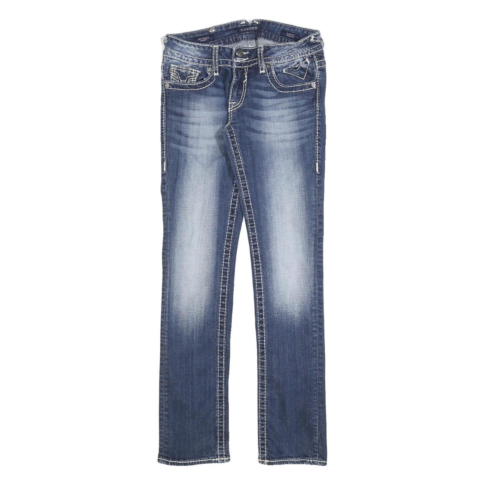 VIGOSS Womens Slim Blue Denim Slim Jeans W27 L32 Stylish Contrast Stitching Refurbished - N/A refurbished available on Cerqular