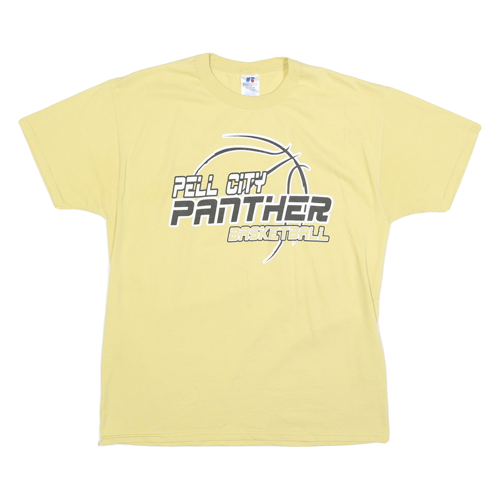 RUSSELL ATHLETIC Mens Yellow Pell City Panther Basketball T-Shirt M Short Sleeve Refurbished - N/A refurbished available on Cerqular