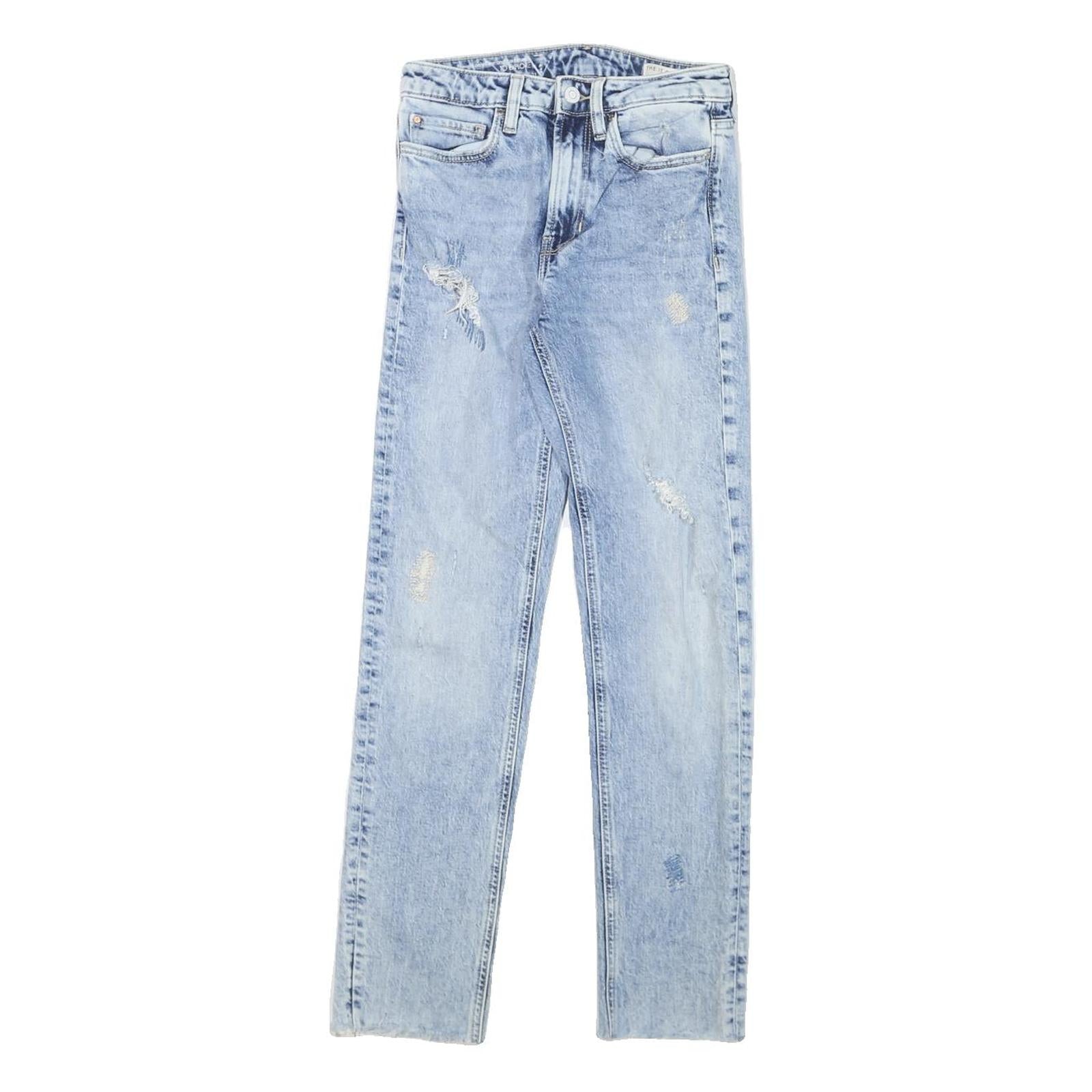 GUESS Womens Slim Light Blue Denim Slim Jeans W24 L27 Distressed Zip Closure Refurbished - N/A refurbished available on Cerqular