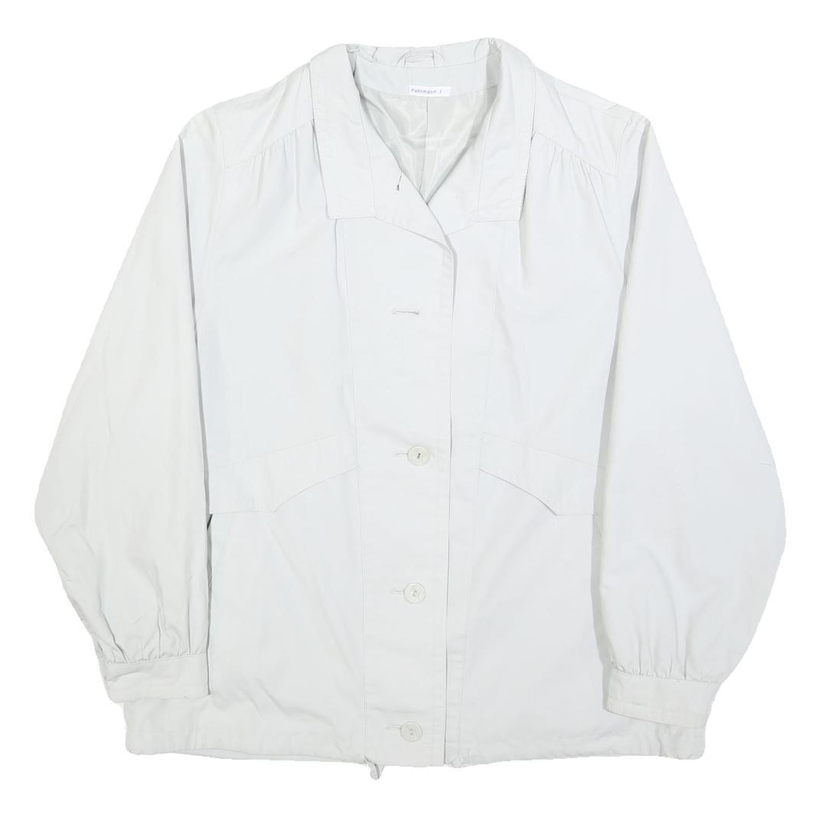 Womens White Casual Jacket M Polyester Blend Button Plain Classic Refurbished - N/A refurbished available on Cerqular