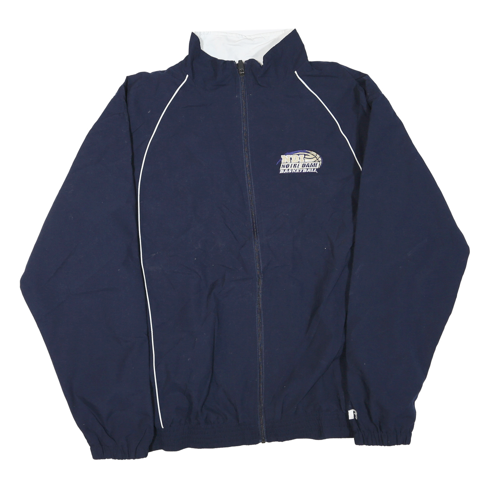 RUSSELL ATHLETIC Mens Navy Blue Notre Dame Basketball Track Zip Jacket L Refurbished - N/A refurbished available on Cerqular