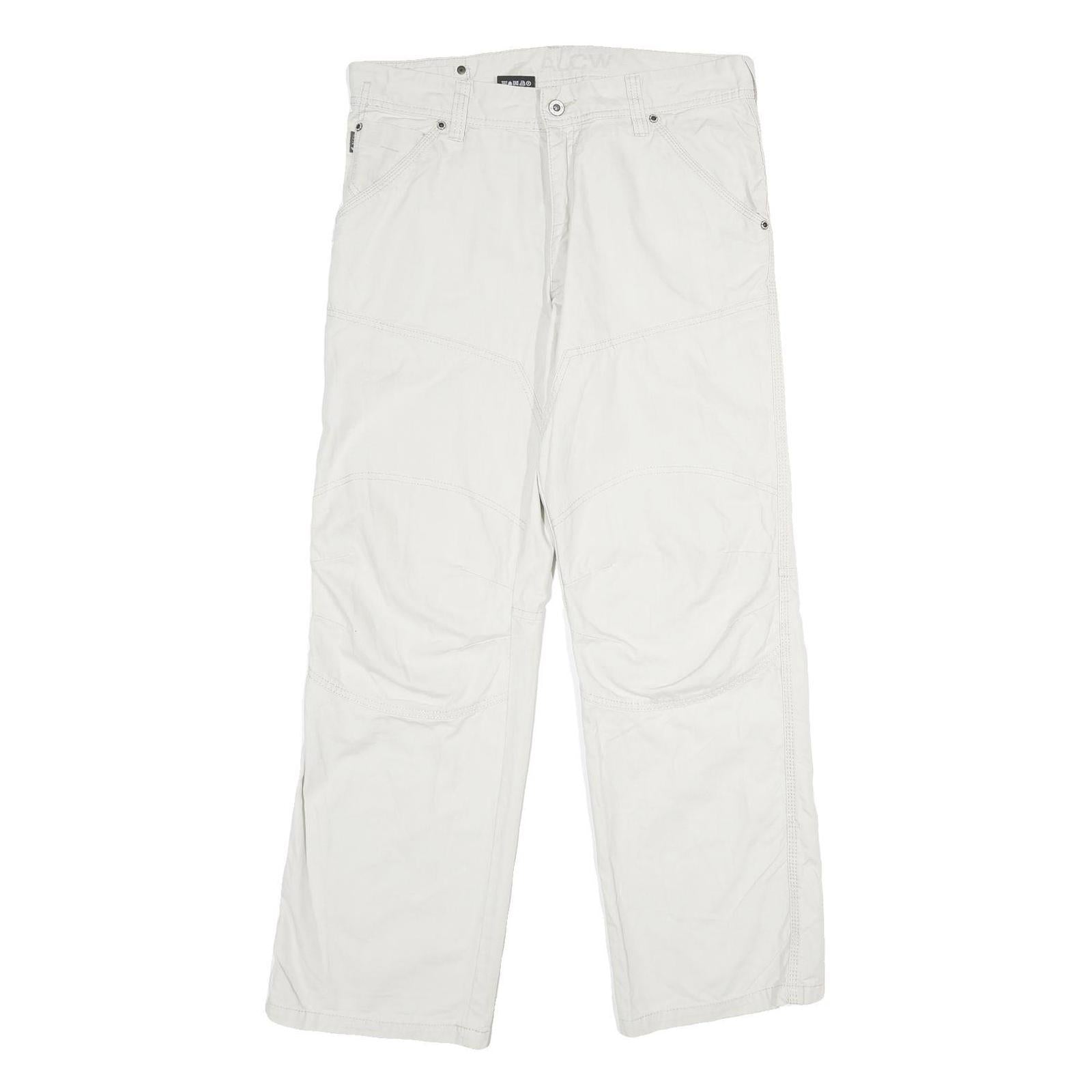 ALCW Mens Cotton White Regular Fit Straight Trousers W34 L30 Casual Zip Closure Refurbished - N/A refurbished available on Cerqular