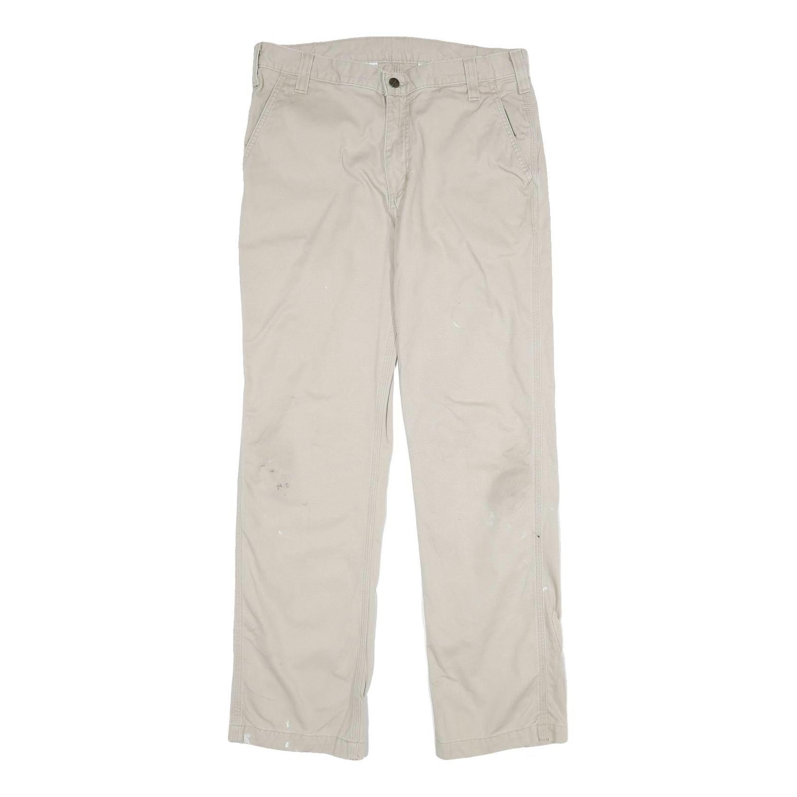 CARHARTT Mens Cotton Beige Relaxed Straight Trousers W34 L32 Workwear Durable Refurbished - N/A refurbished available on Cerqular