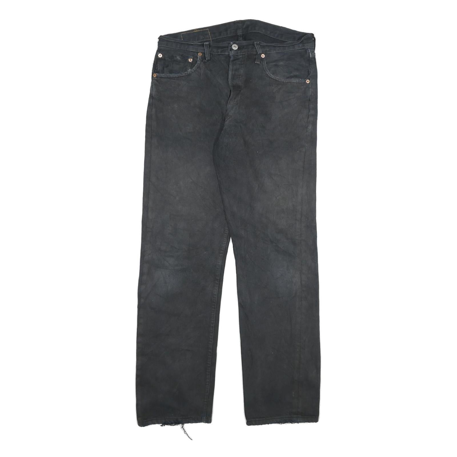 LEVI'S 501 Mens Black Regular Straight Denim W32 L31 Button Cotton Blend Jeans Refurbished - N/A refurbished available on Cerqular