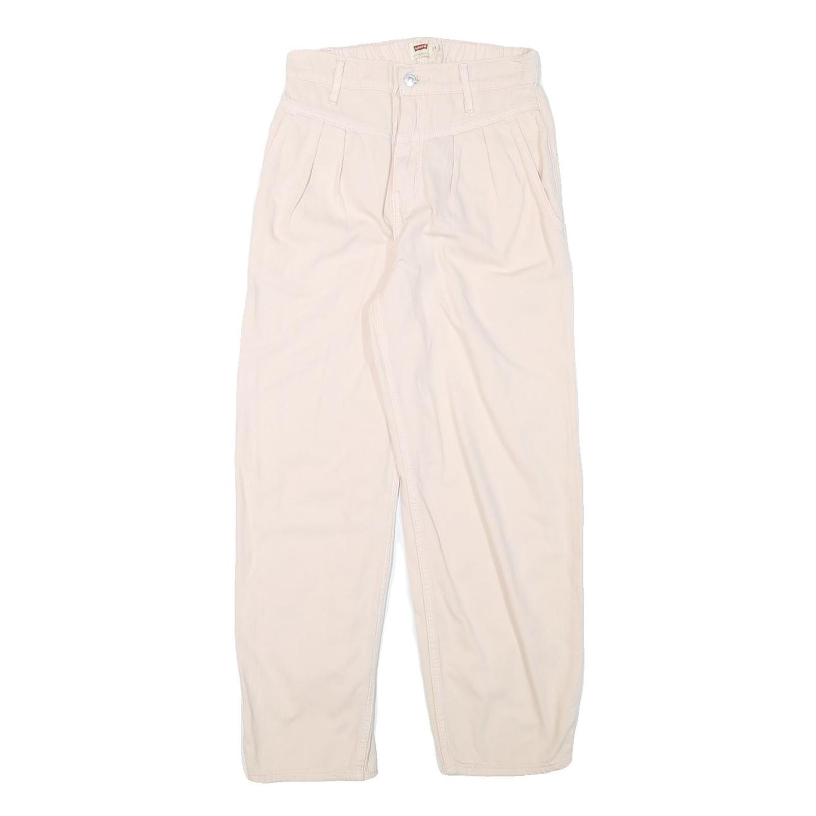 LEVI'S Womens Cotton Blend Cream Relaxed Straight Trousers W24 L24 Casual Refurbished - N/A refurbished available on Cerqular