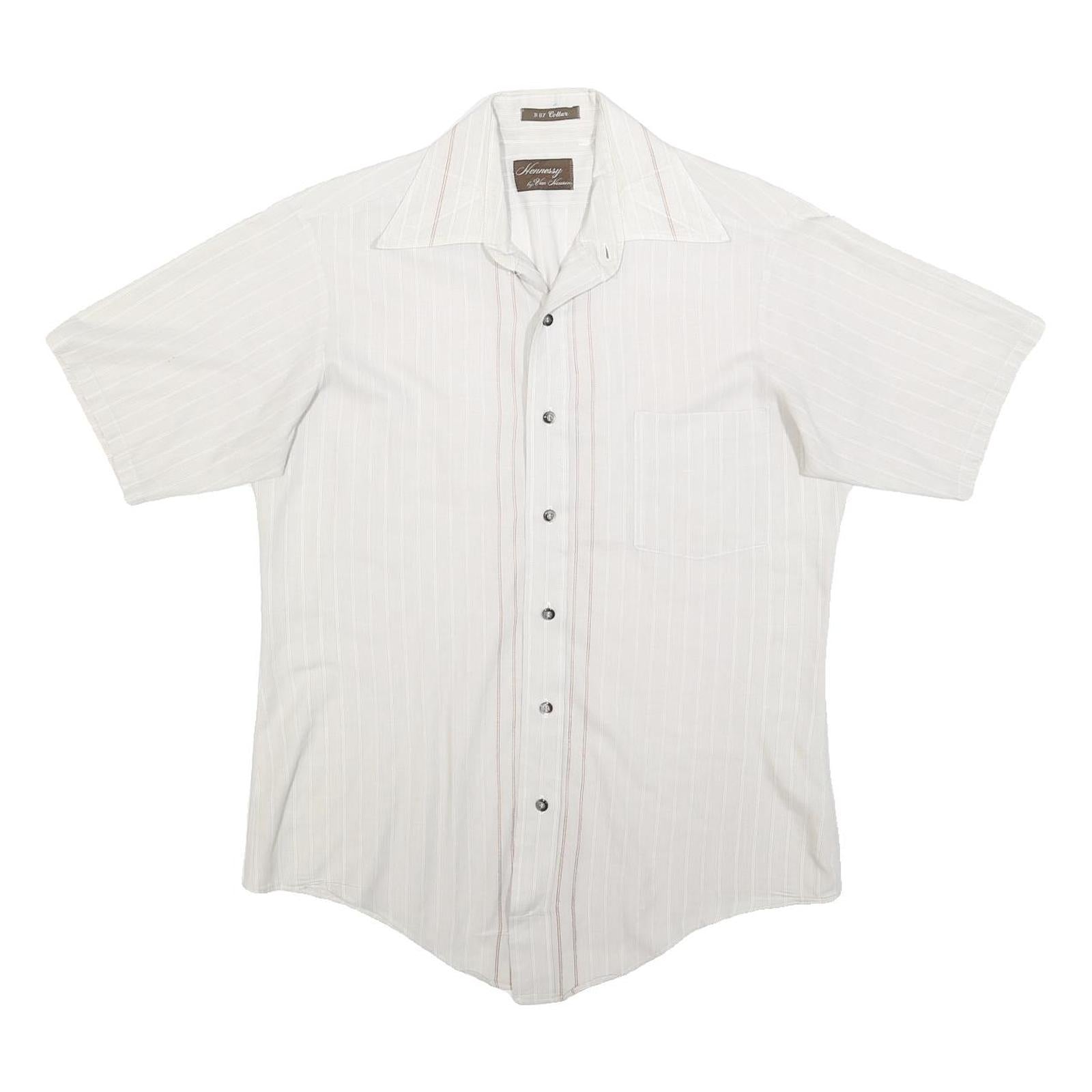 VAN HEUSEN Mens White & Cream Short Sleeve Cotton Blend Shirt S Casual Summer Refurbished - N/A refurbished available on Cerqular