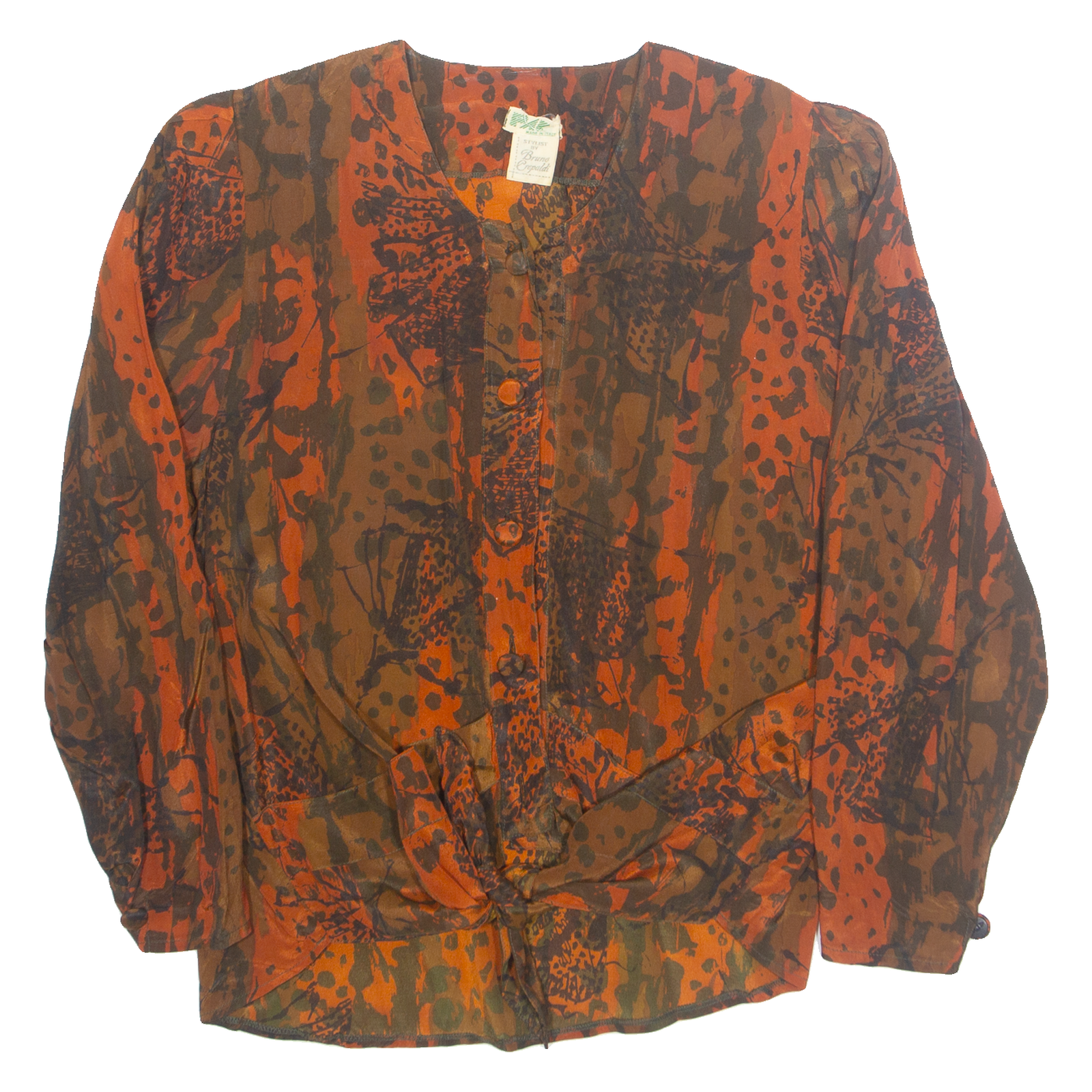 Buy PAP Womens Printed Blouse Orange Button Neck 90s Crazy Pattern M Refurbished - $16.89 PAP Womens Printed Blouse Orange Button Neck 90s Crazy Pattern M Refurbished - N/A refurbished available on Cerqular