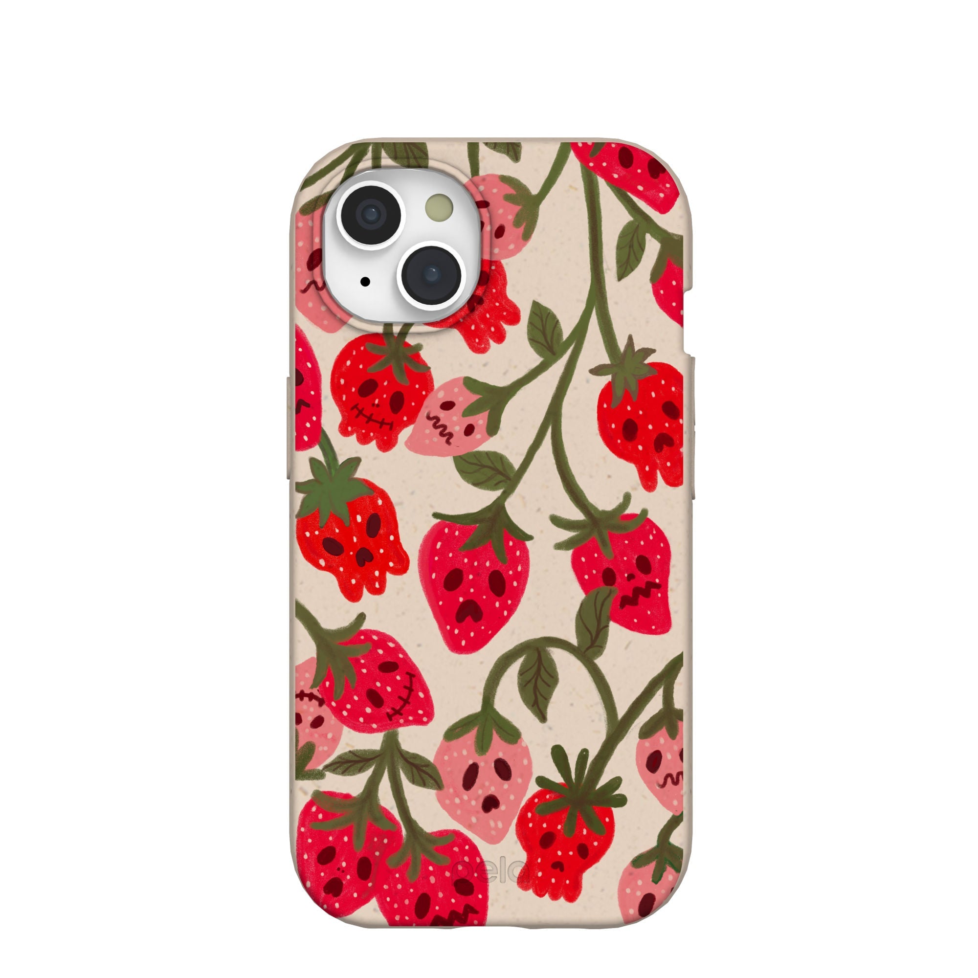 Seashell Strawboories iPhone 15 Case Refurbished - Pela Case refurbished available on Cerqular