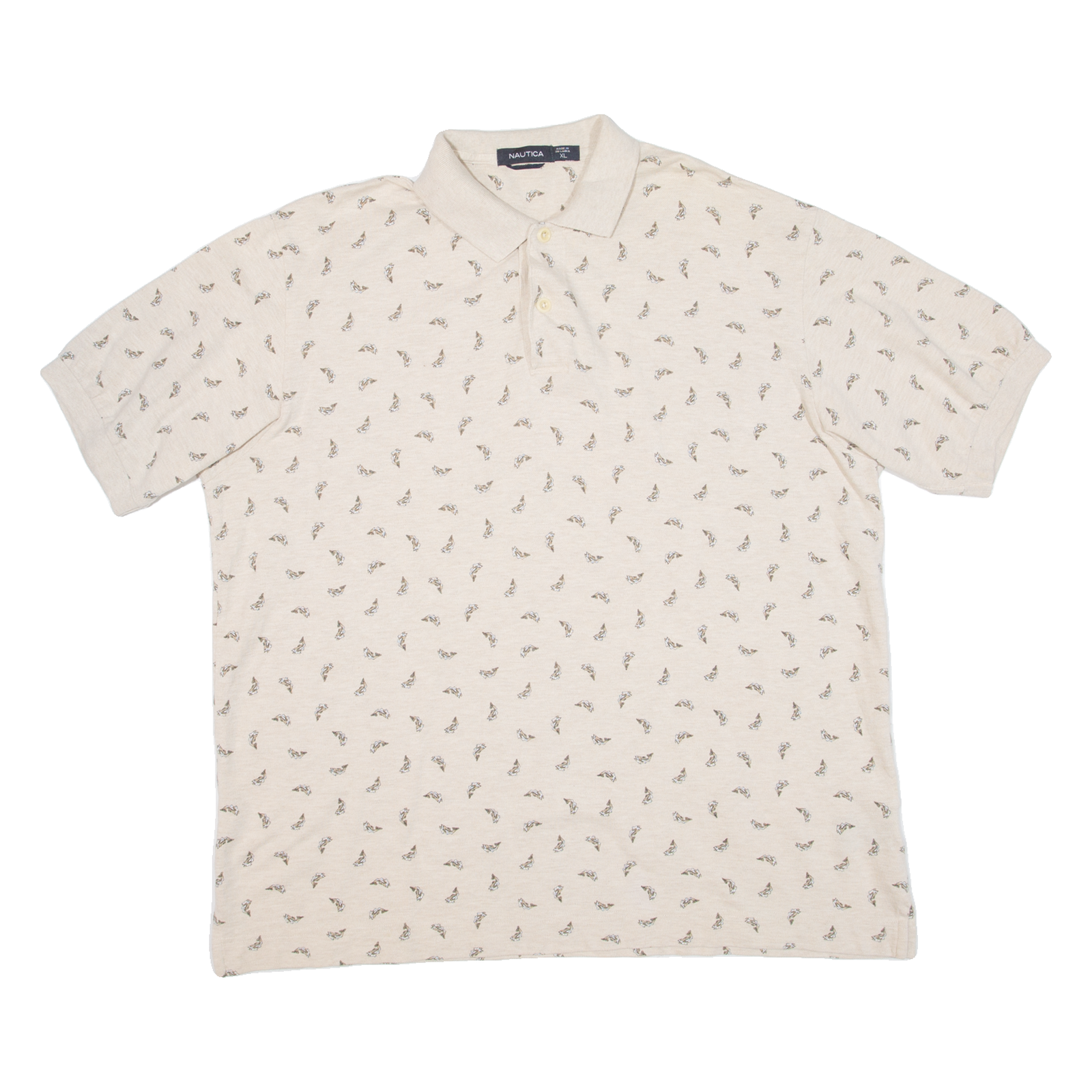 NAUTICA Fish Mens Polo Shirt Beige XL Refurbished - N/A refurbished available on Cerqular